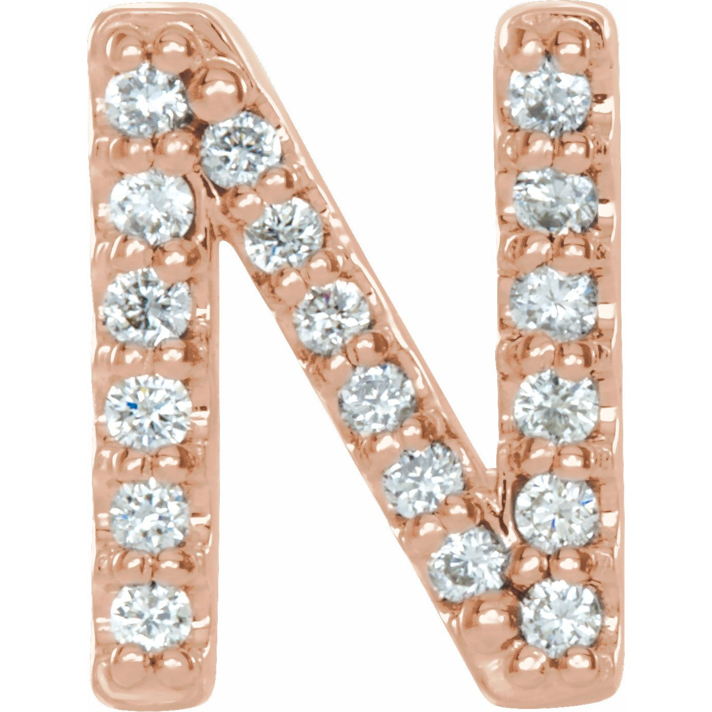 14K Rose .06 CTW Diamond Single Initial N Earring