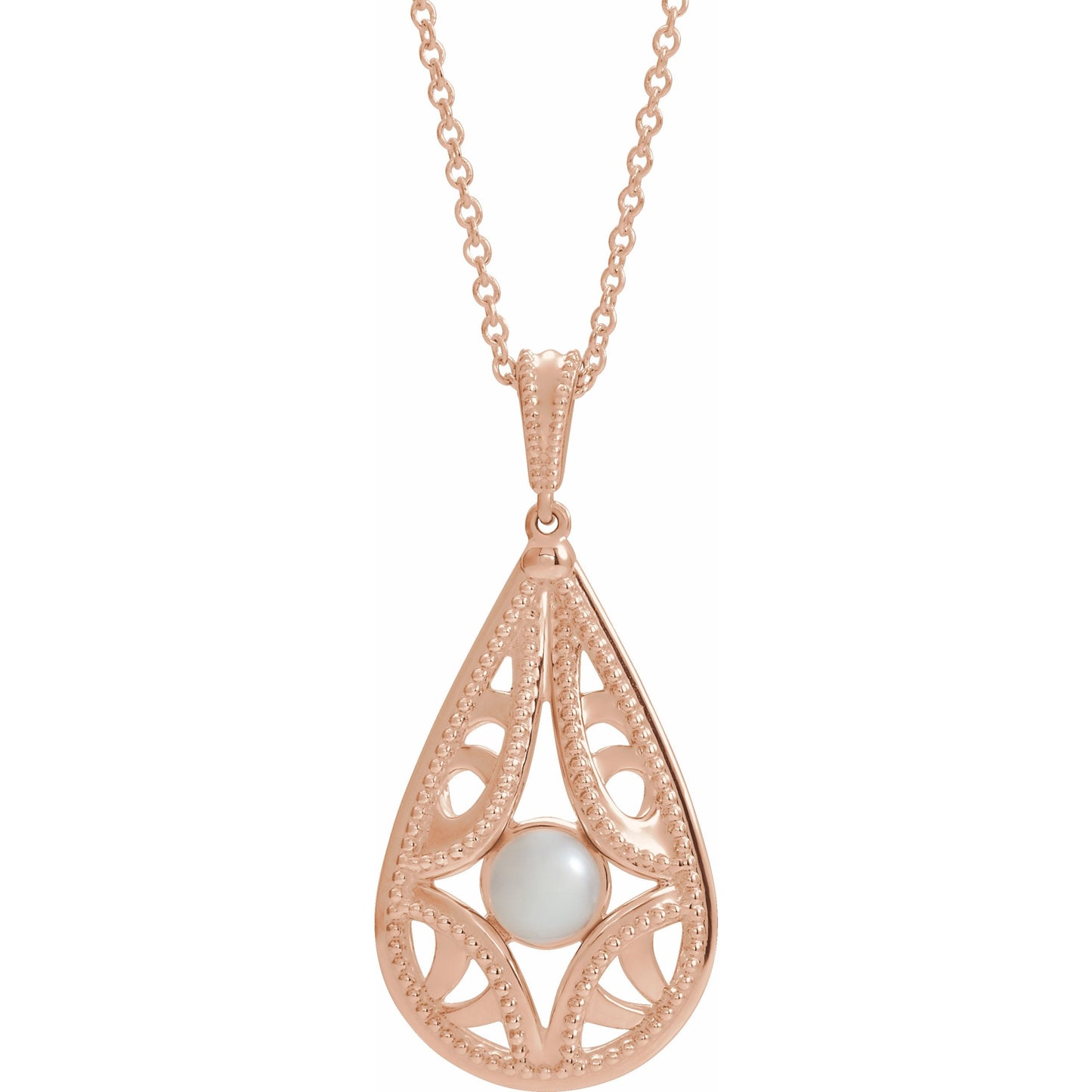 14K Rose Vintage-Inspired Freshwater Cultured Pearl 16-18 Necklace