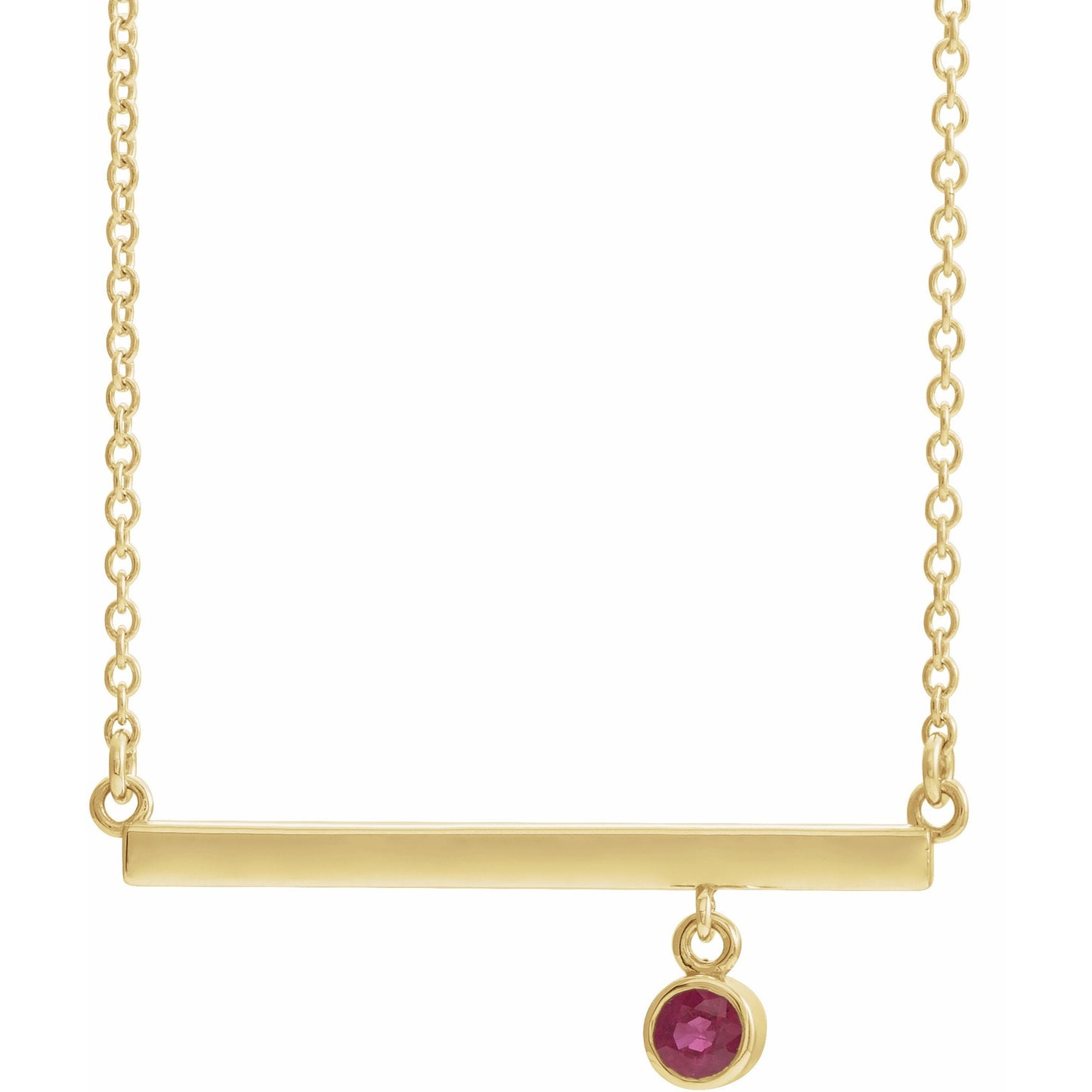 14K Yellow Ruby Bezel-Set 18 Bar Necklace