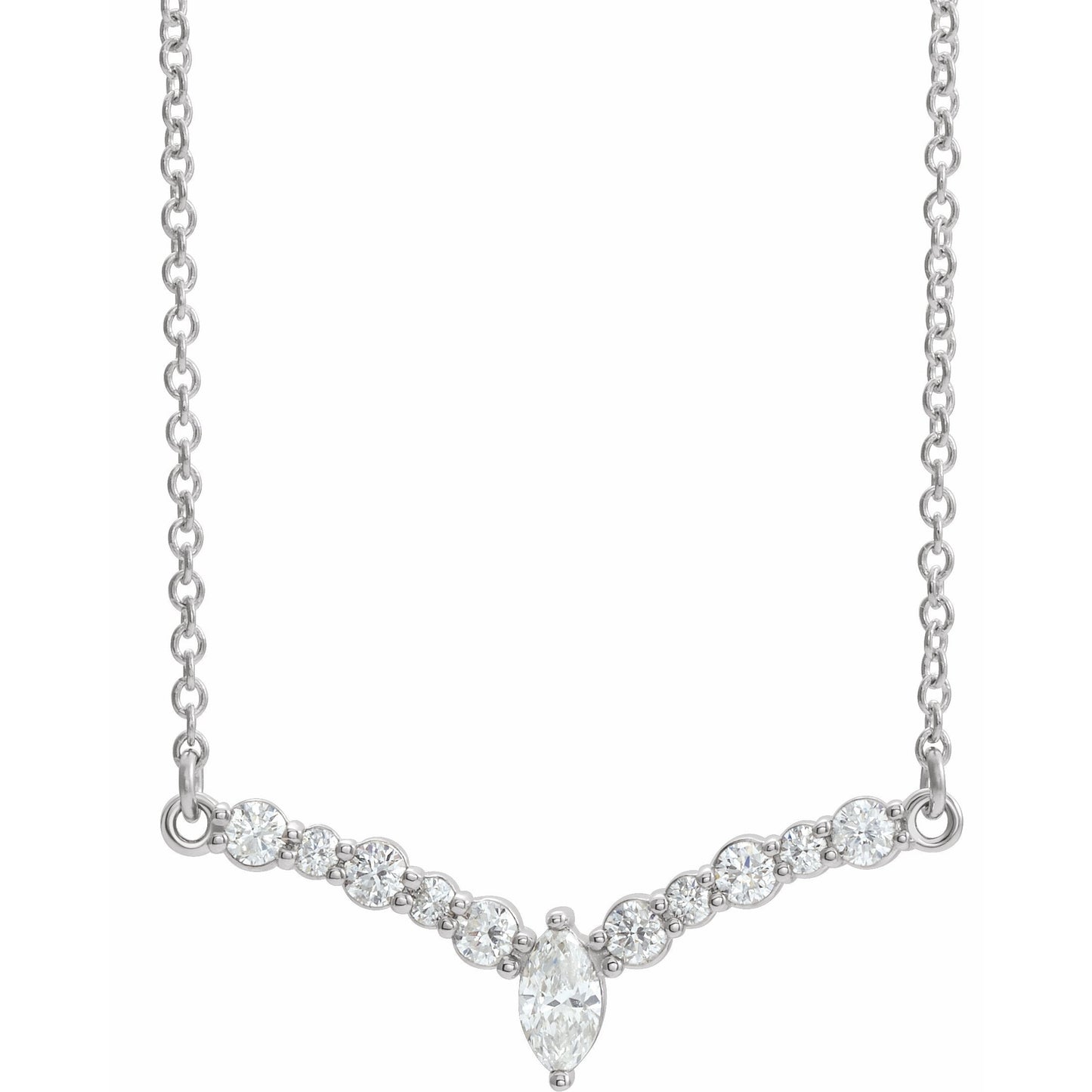 14K White 1/3 CTW Diamond 18 V Necklace