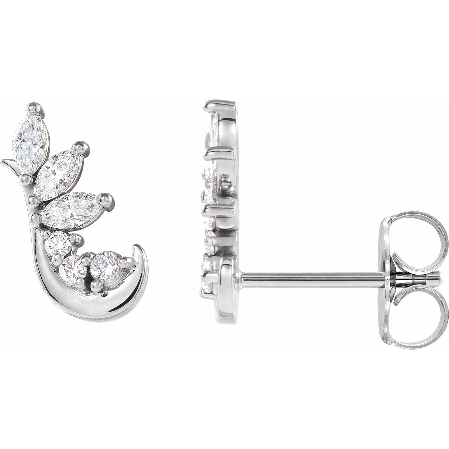 14K White 1/4 CTW Diamond Earring Climbers