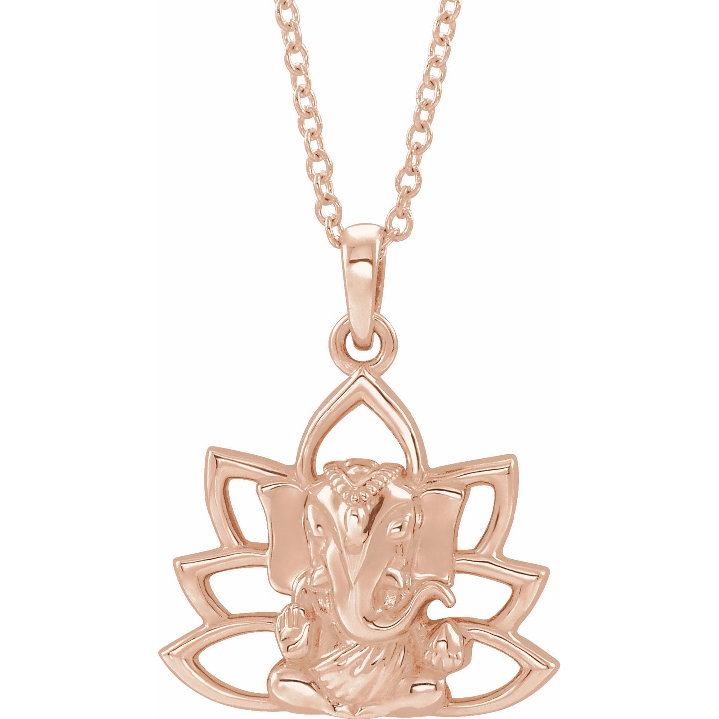 14K Rose Ganesha 16-18 Necklace