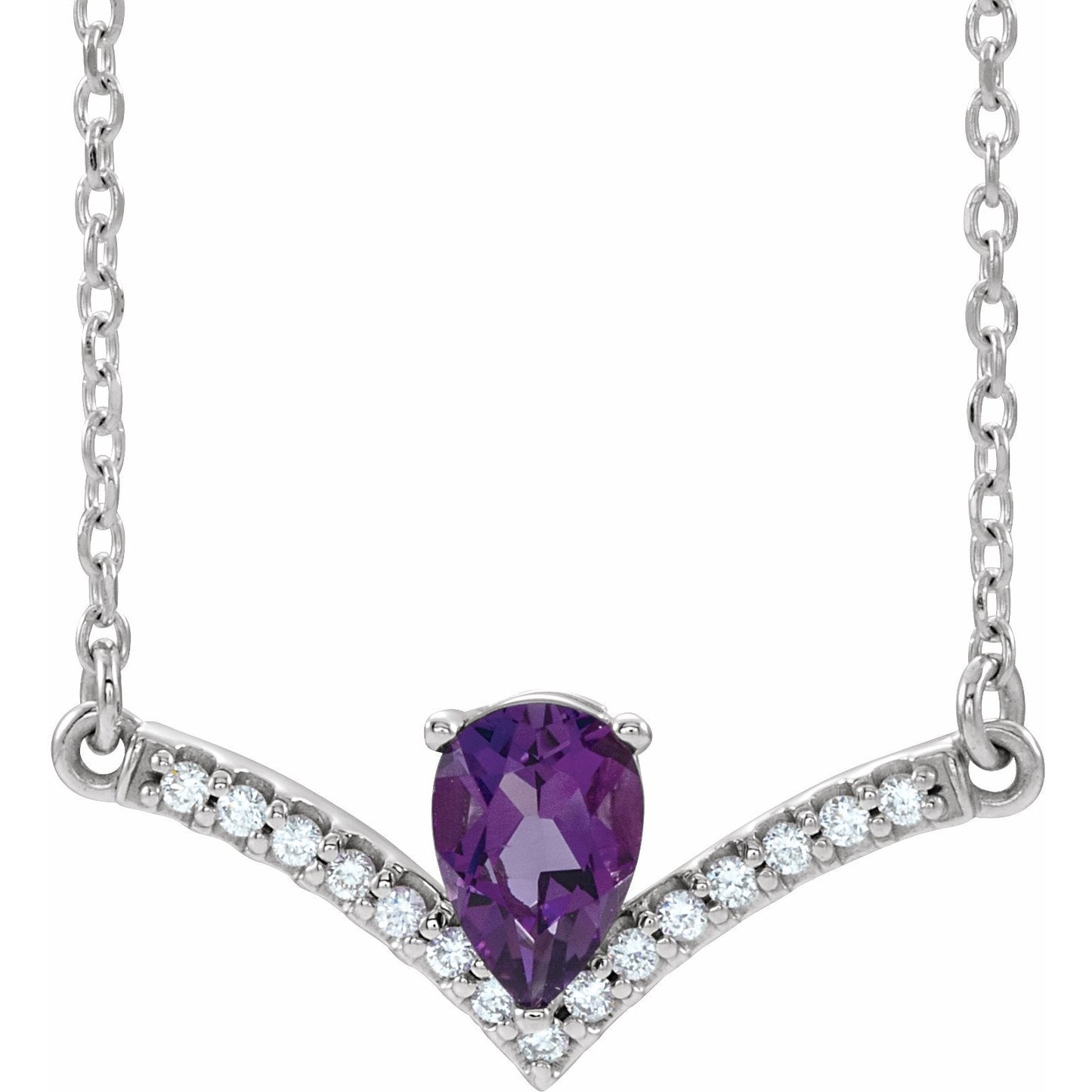 14K White Amethyst & .06 CTW Diamond 18 Necklace
