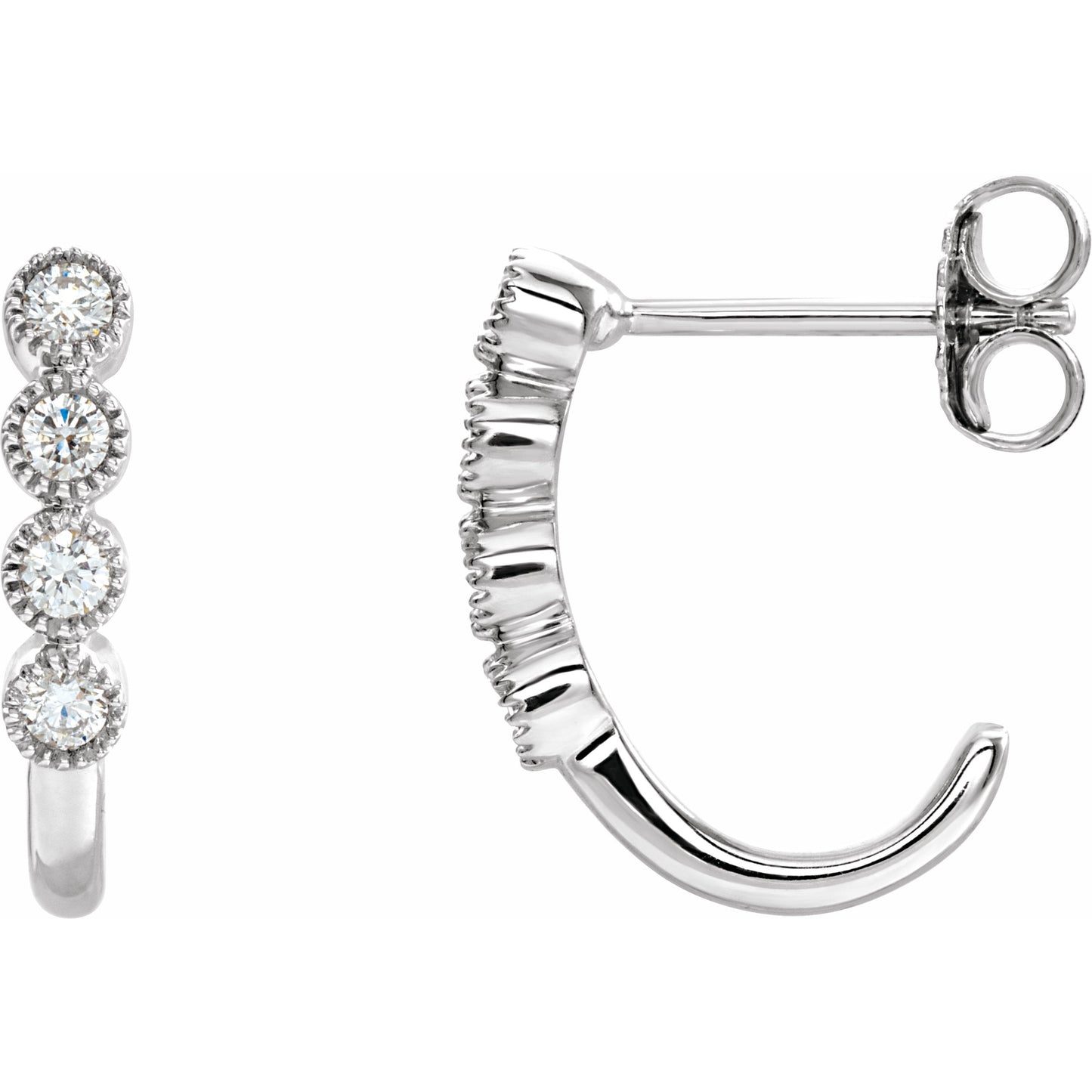 14K White 1/4 CTW Diamond J-Hoop Earrings