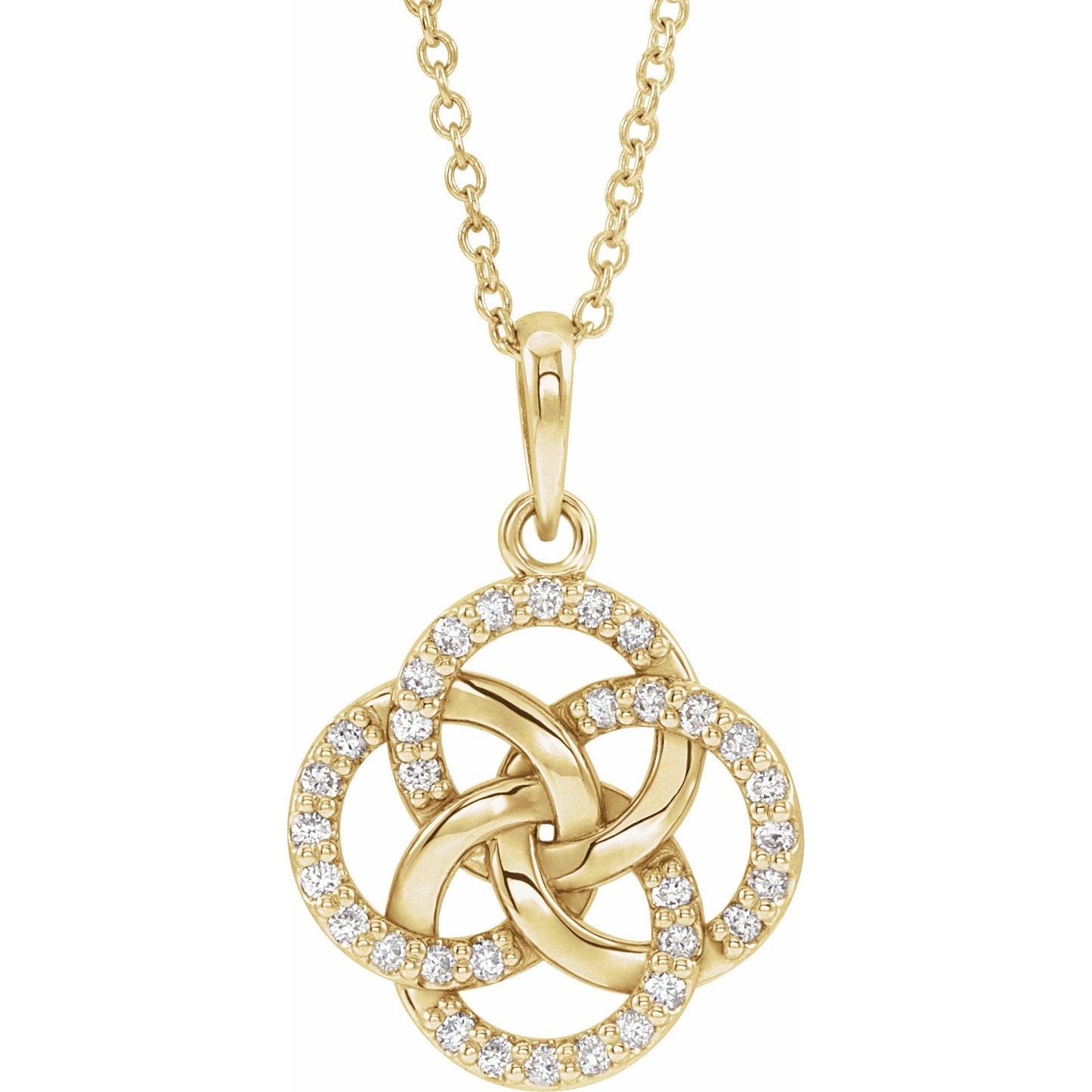 14K Yellow 1/8 CTW Diamond Five-Fold Celtic Necklace