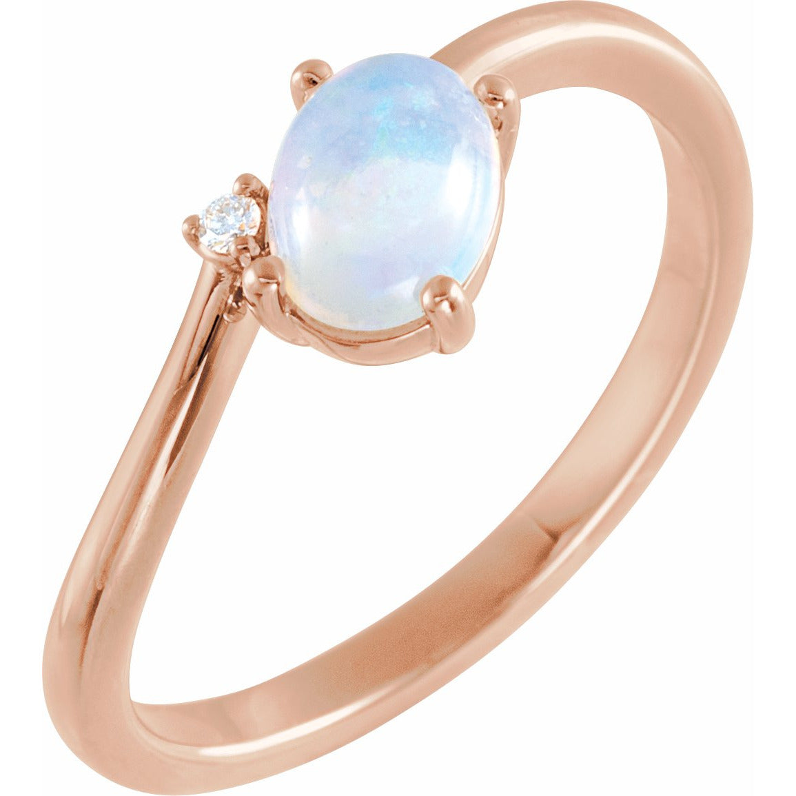 14K Rose Ethiopian Opal & .015 CT Diamond Bypass Ring