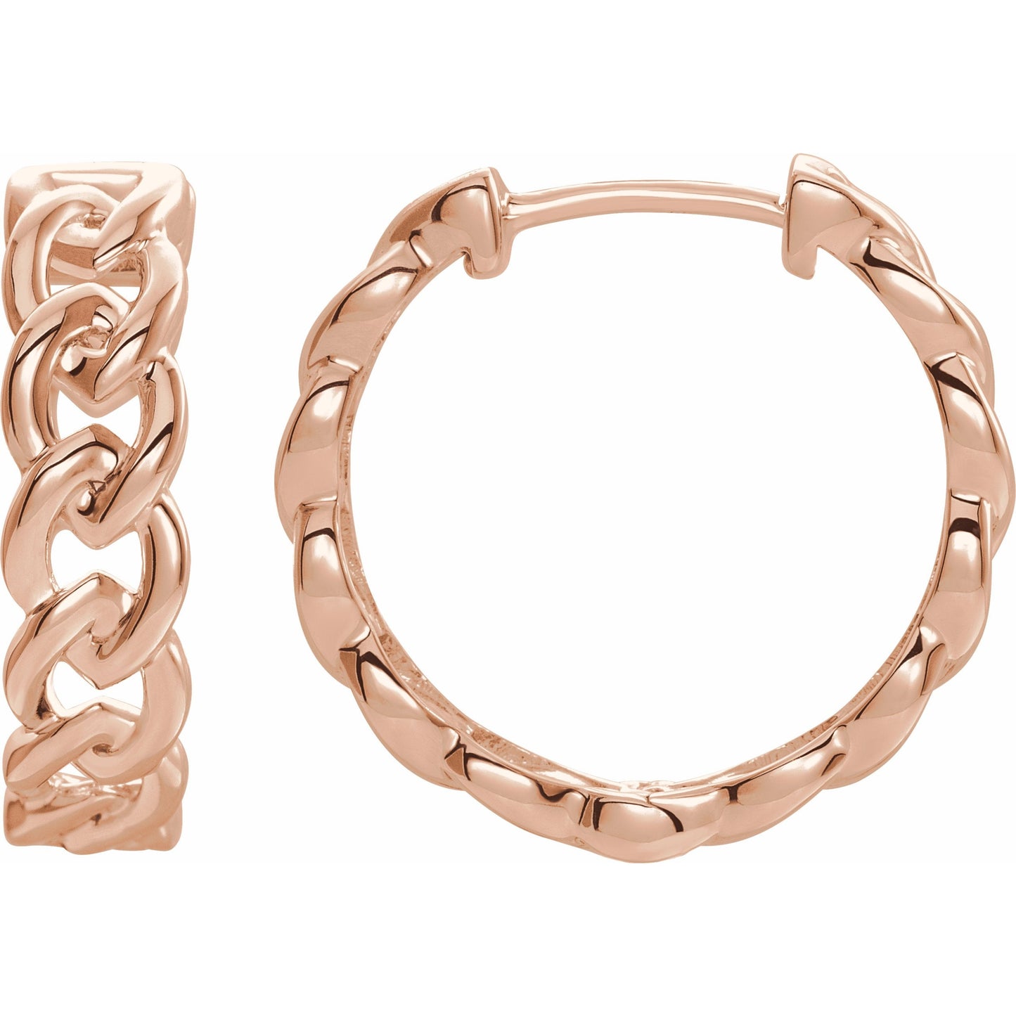 14K Rose 19.6 mm Chain Link Hoop Earrings
