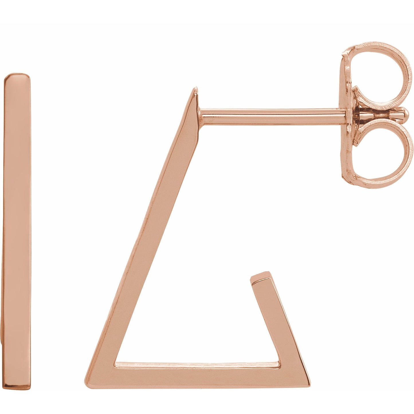 14K Rose Triangle Hoop Earrings