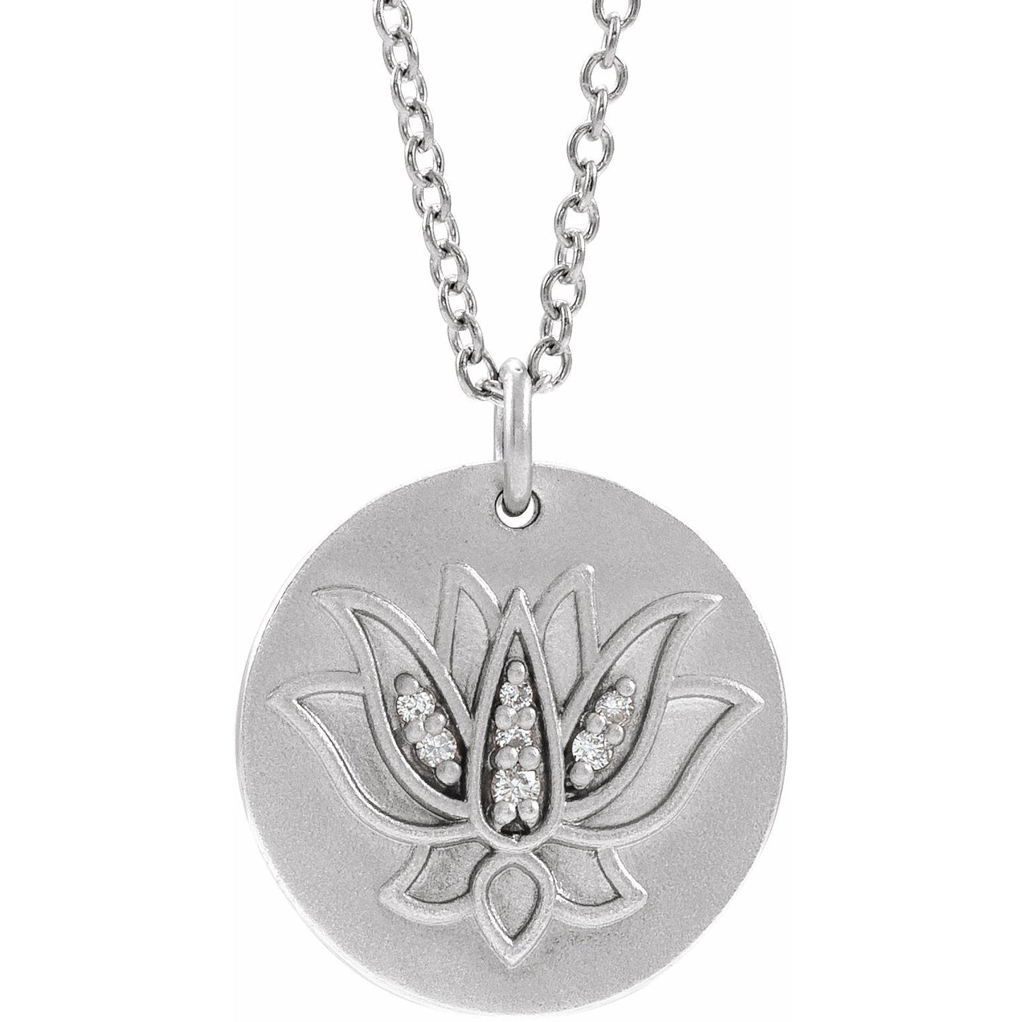 14K White .025 CTW Diamond Lotus 16-18 Necklace