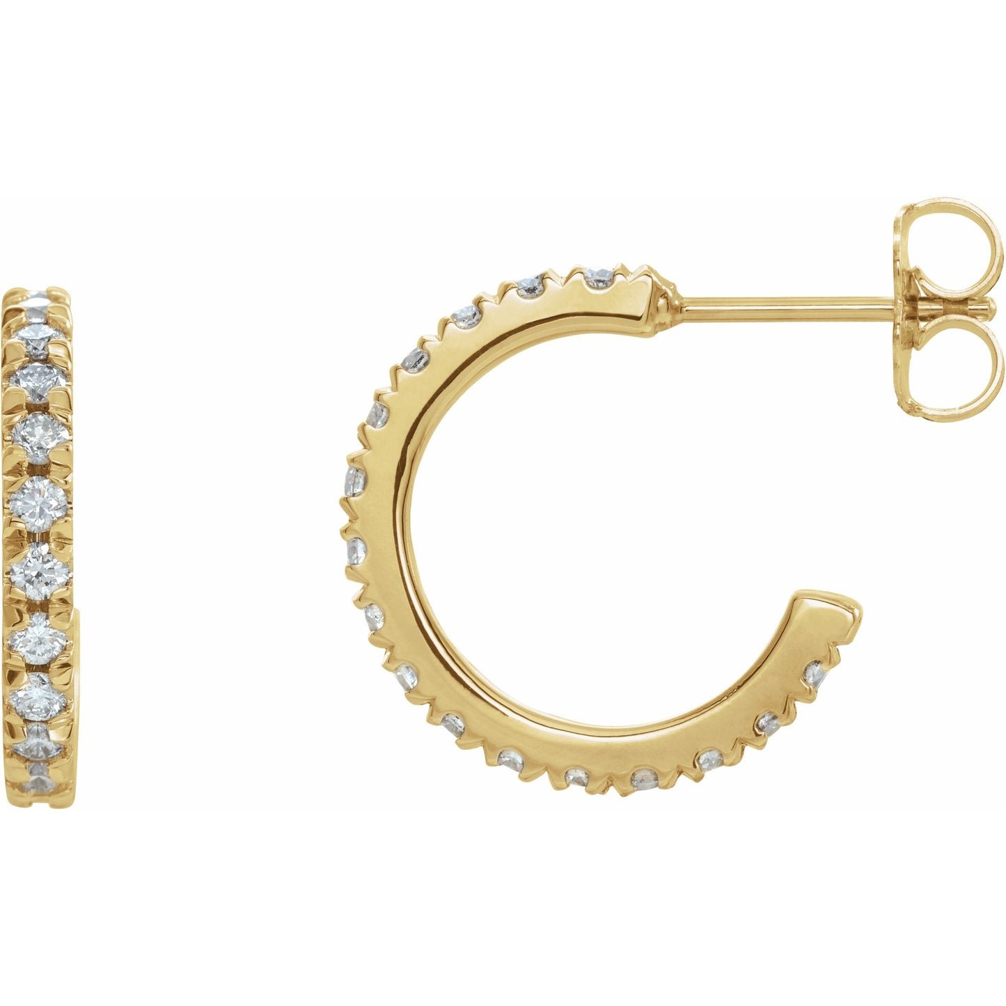 14K Yellow 5/8 CTW Diamond French-Set 15 mm Huggies
