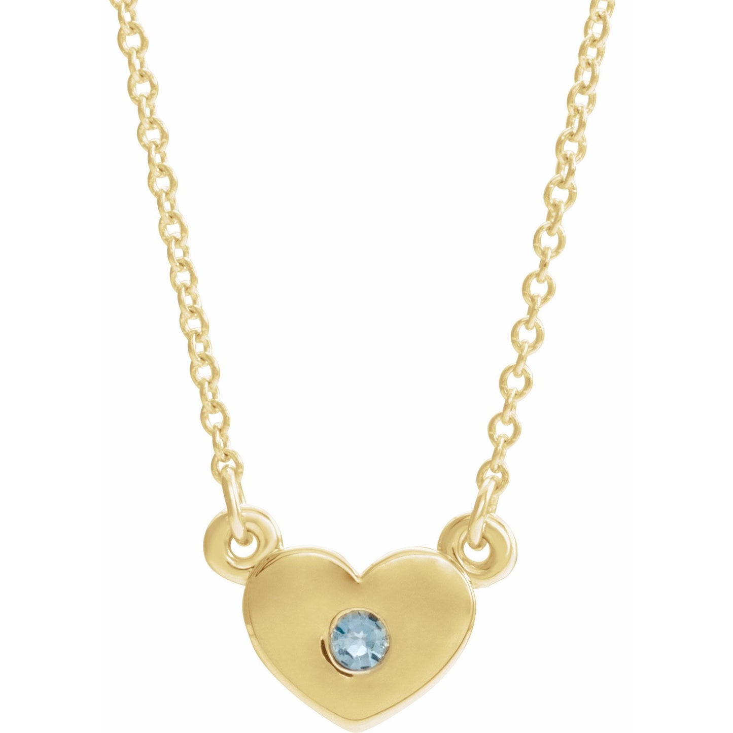 14K Yellow Aquamarine Heart 16 Necklace