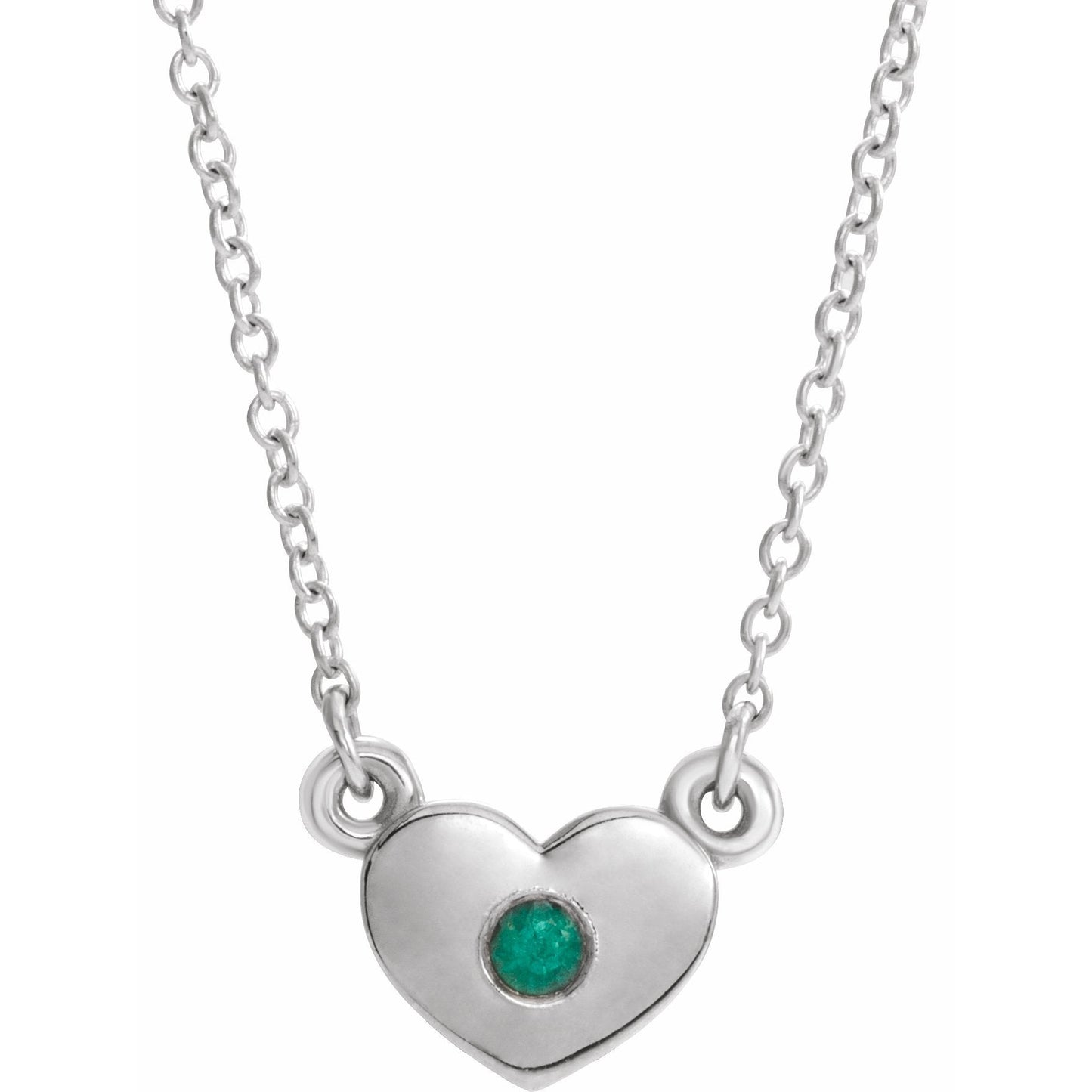 14K White Emerald Heart 16 Necklace