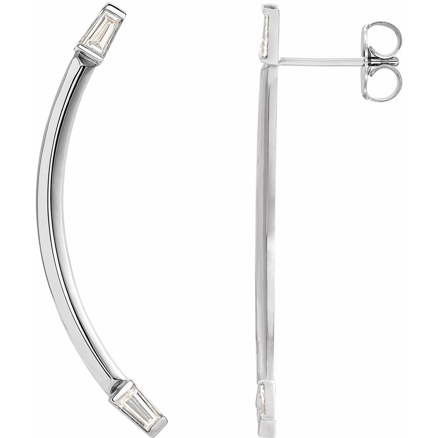 14K White 1/4 CTW Diamond Curved Bar Earrings