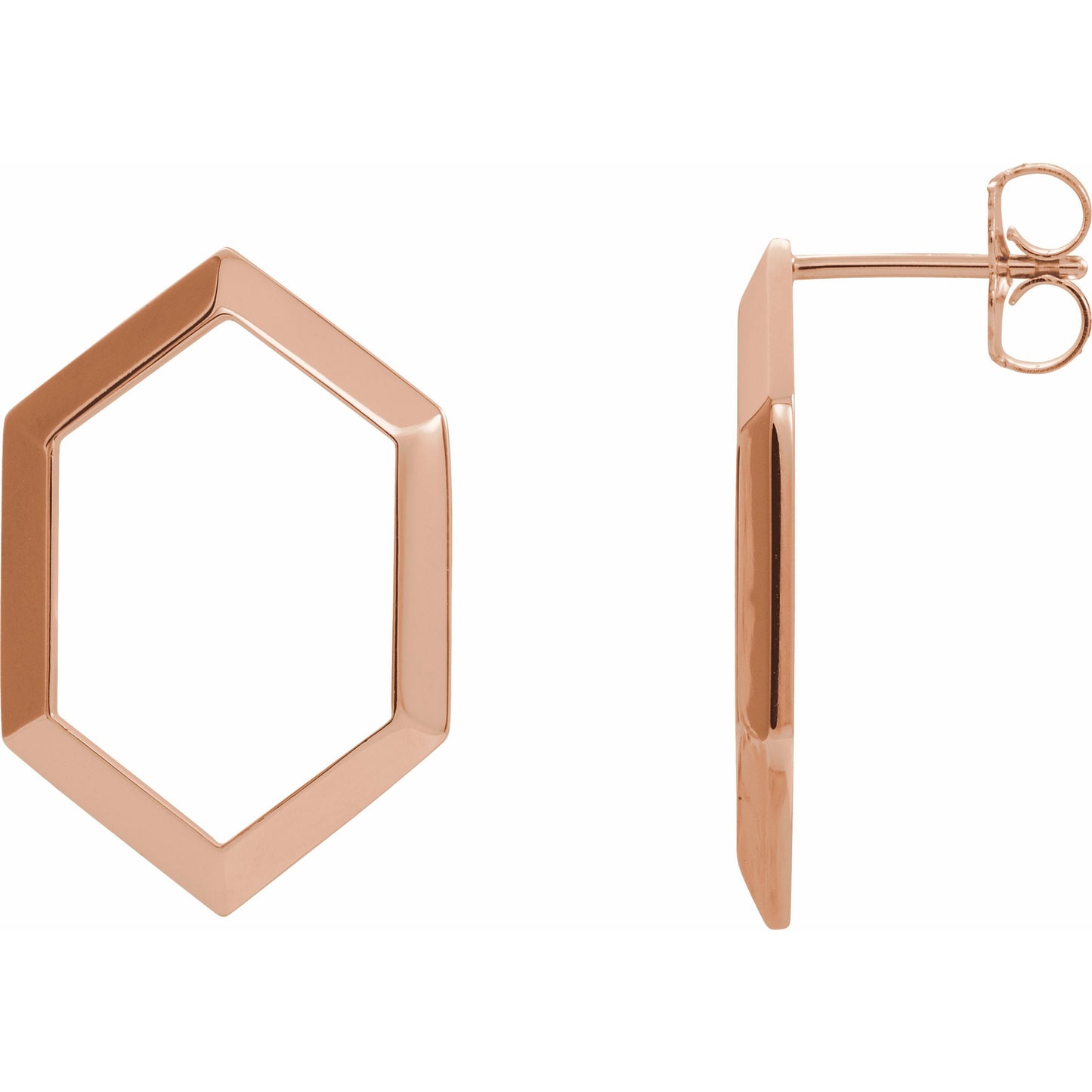 14K Rose Geometric Drop Earrings