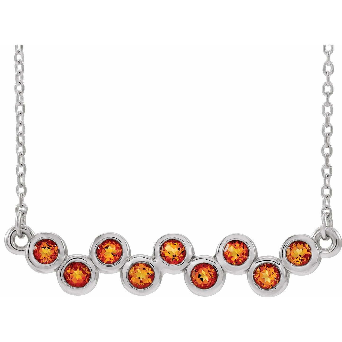 14K White Citrine Bezel-Set Bar 16-18 Necklace