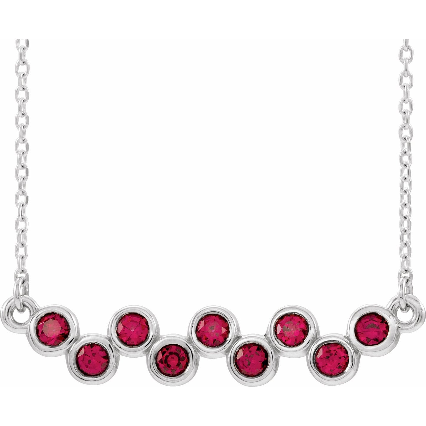 14K White Ruby Bezel-Set Bar 16-18 Necklace