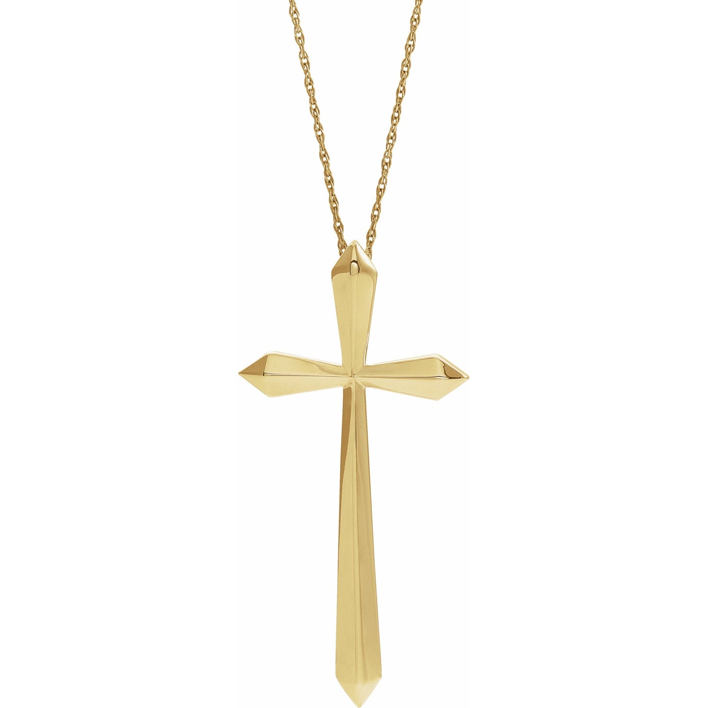 14K Yellow 38x18.5 mm Elongated Cross 20 Necklace