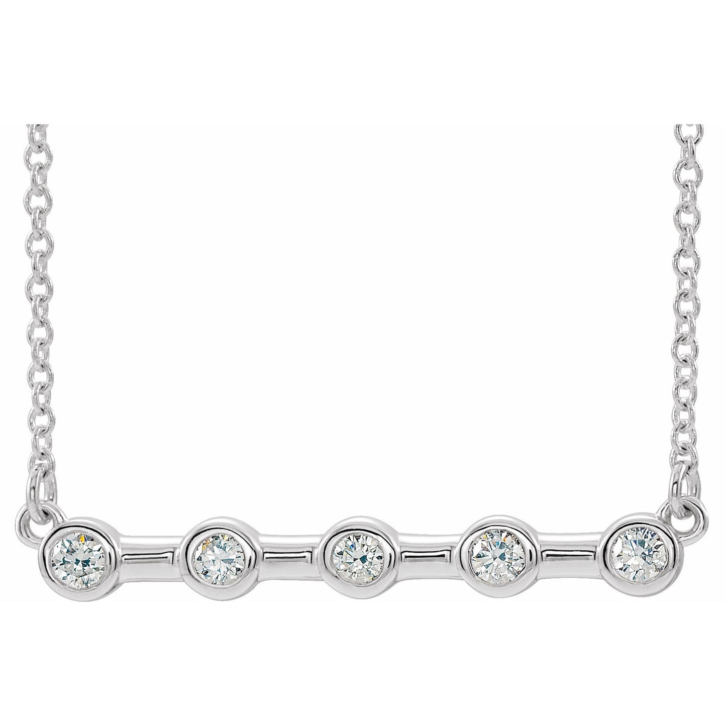 14K White 1/6 CTW Diamond Bezel-Set Bar 16 Necklace