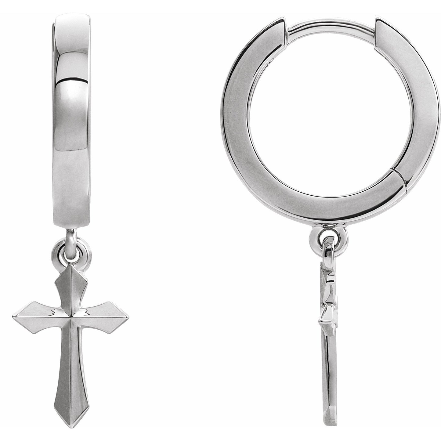 14K White Cross Drop Earrings