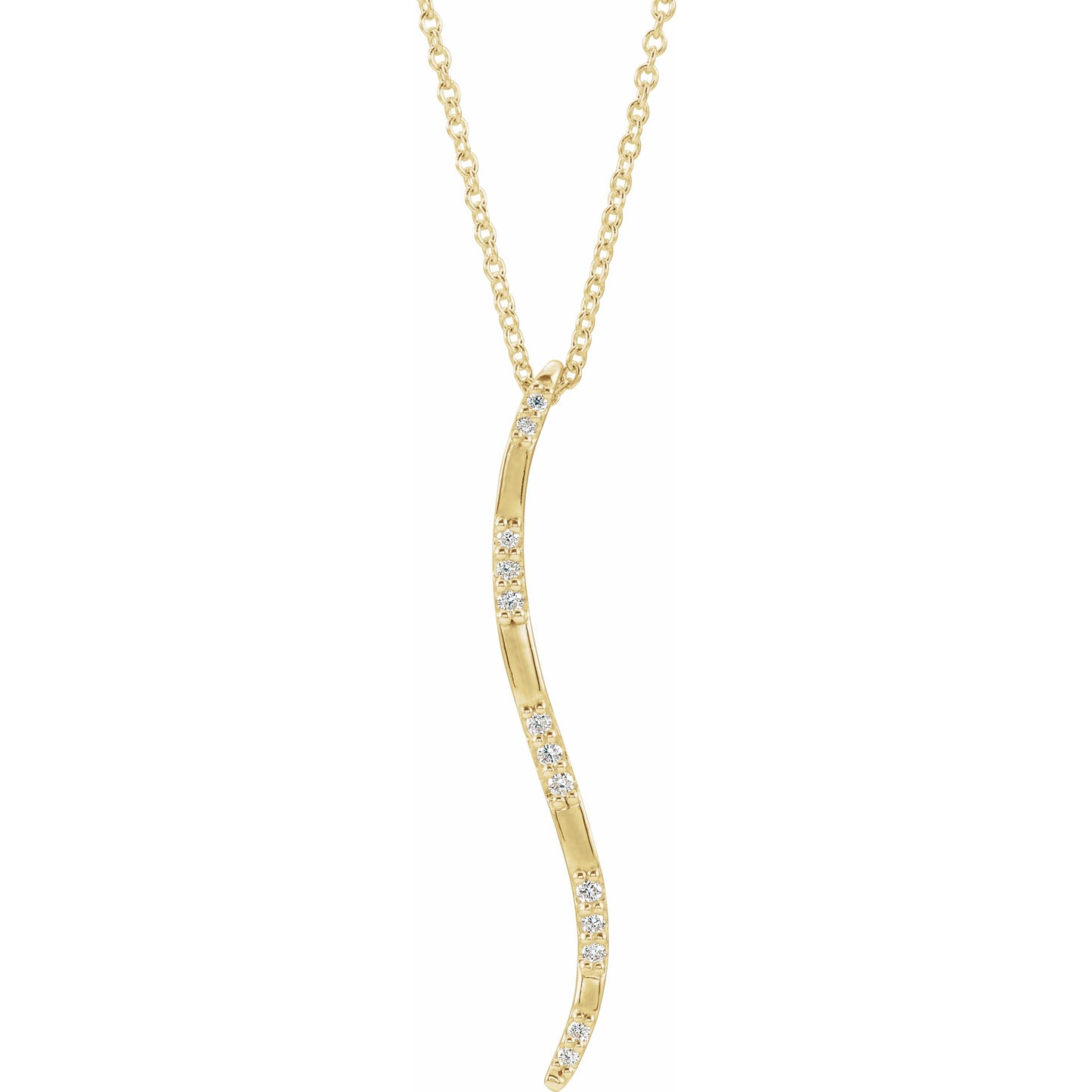 14K Yellow .07 CTW Diamond Freeform Vertical Bar 16-18 Necklace