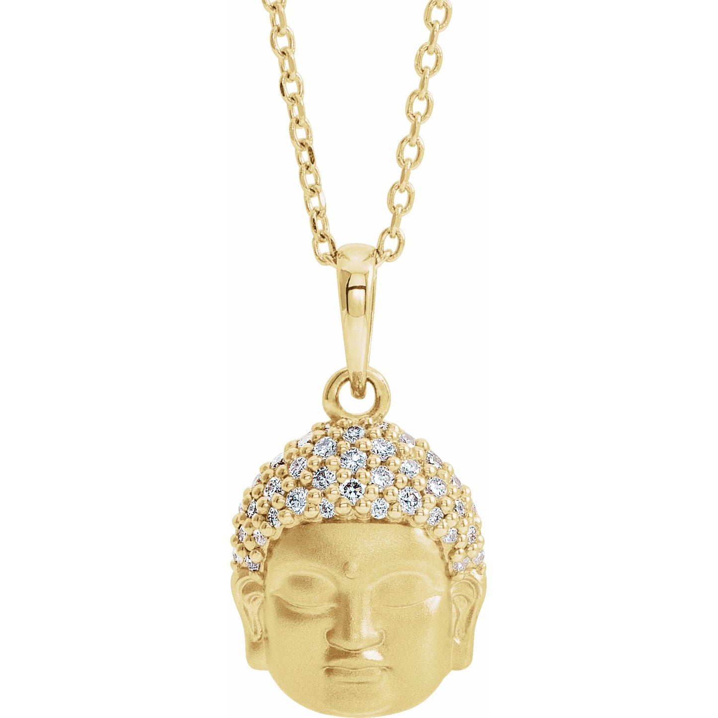 14K Yellow 1/8 CTW Diamond Buddha 16-18 Necklace