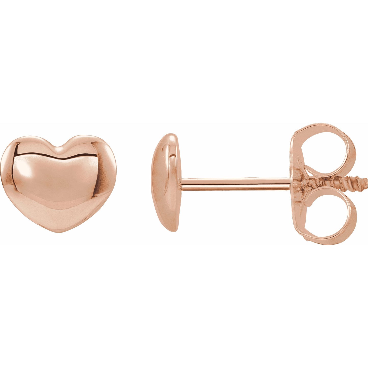 14K Rose 5.9x5.4 mm Youth Puffed Heart Earrings