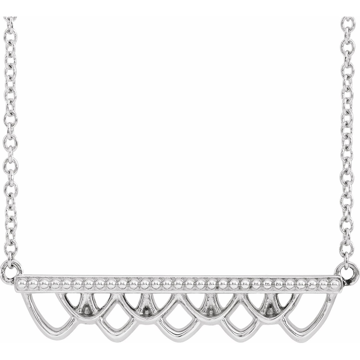 14K White Vintage-Inspired Bar 18 Necklace