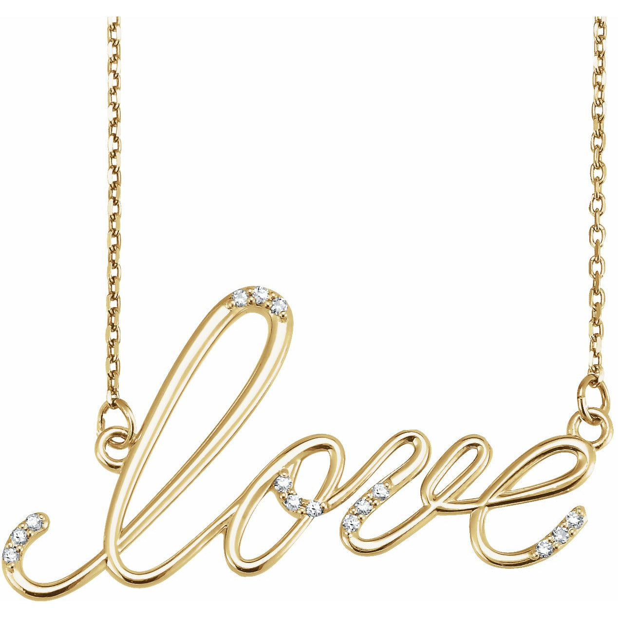 14K Yellow .08CTW Diamond Love Design 18 Necklace