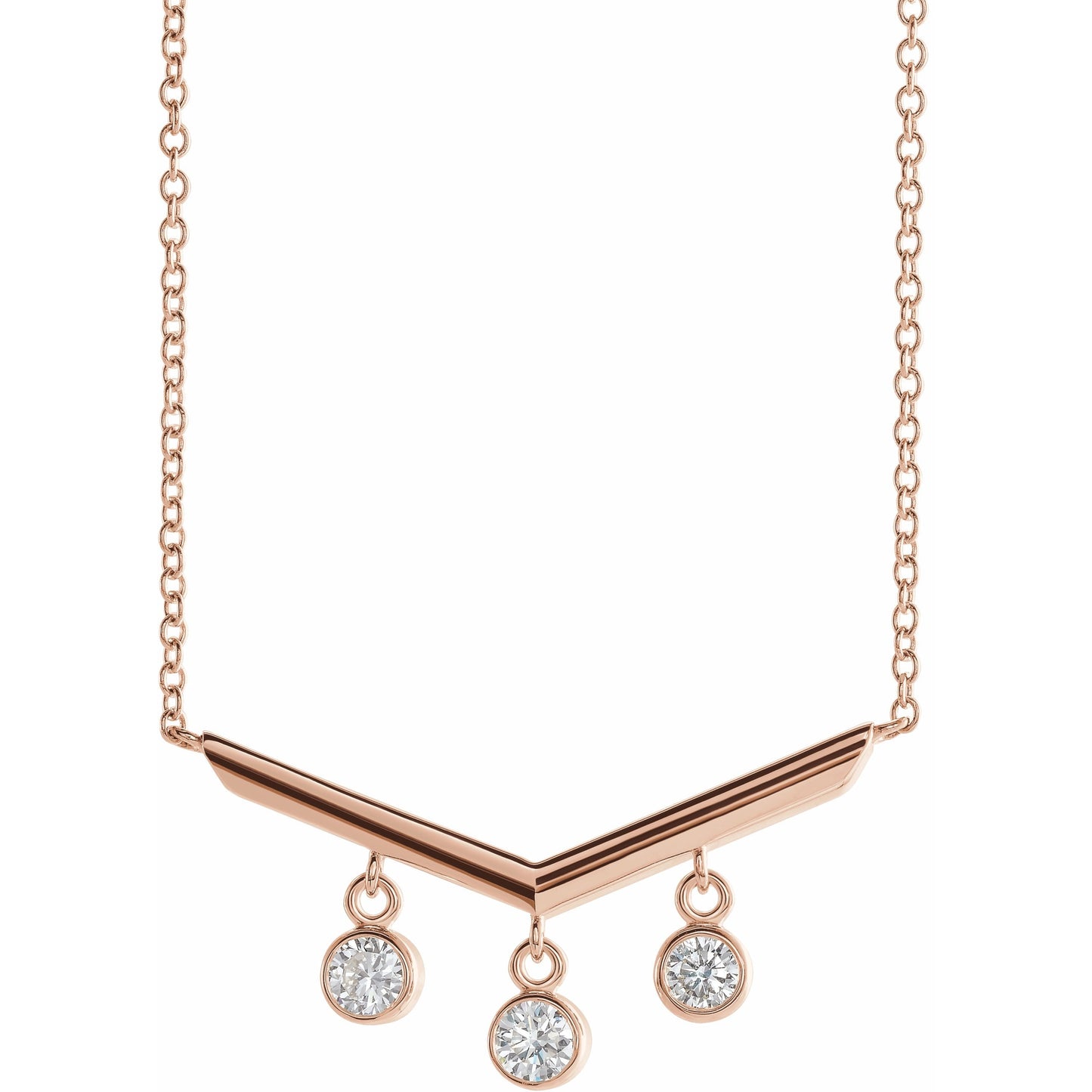 14K Rose 1/3 CTW Diamond V Bar 18 Necklace