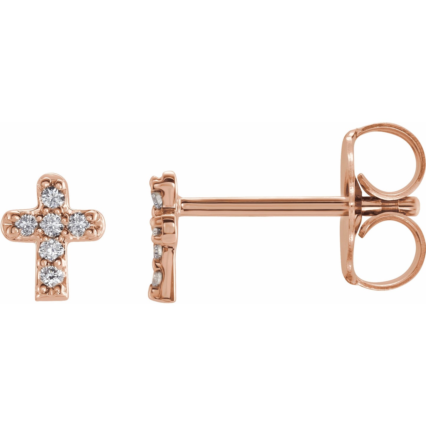 14K Rose .06 CTW Diamond Youth Cross Earrings