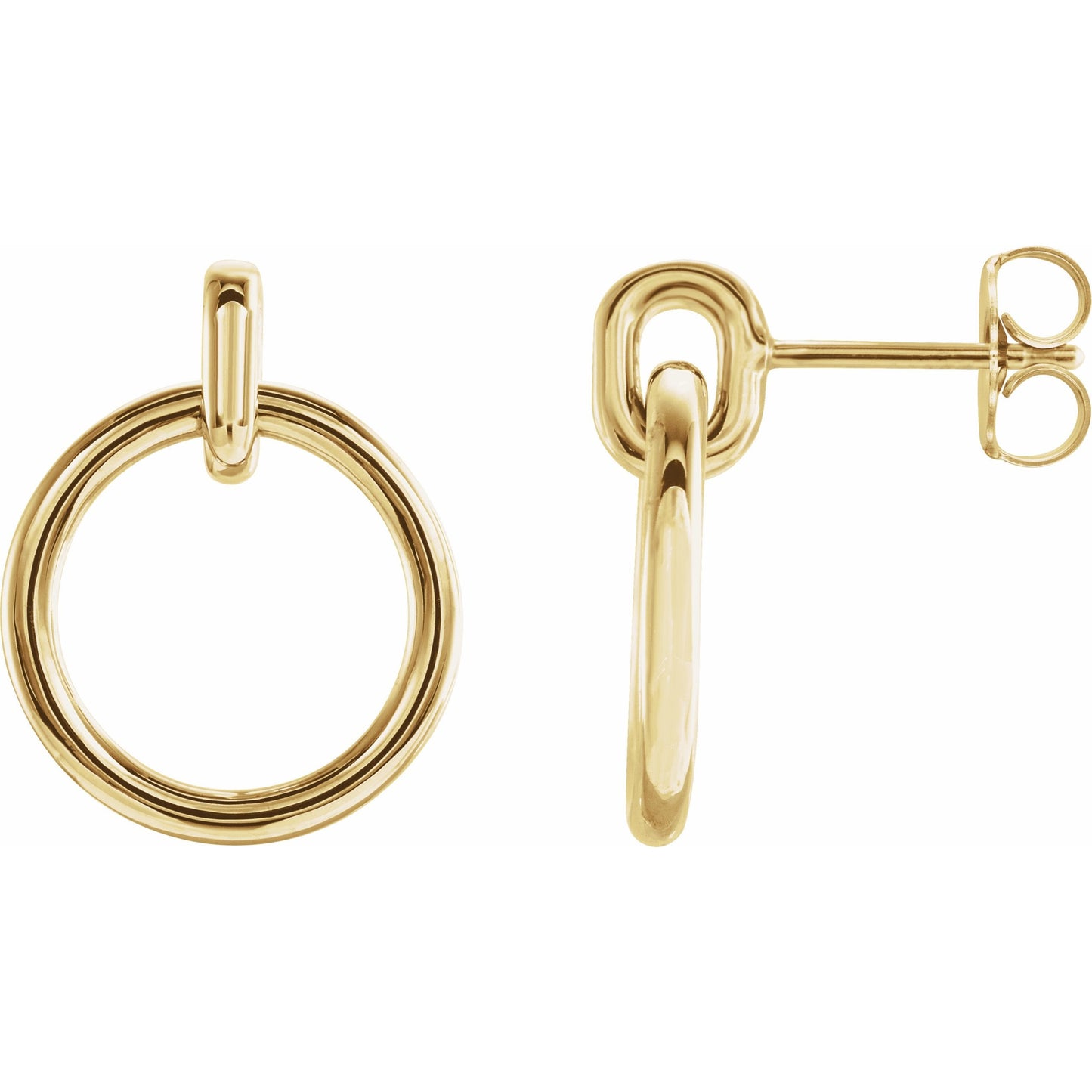 14K Yellow Circle Dangle Earrings
