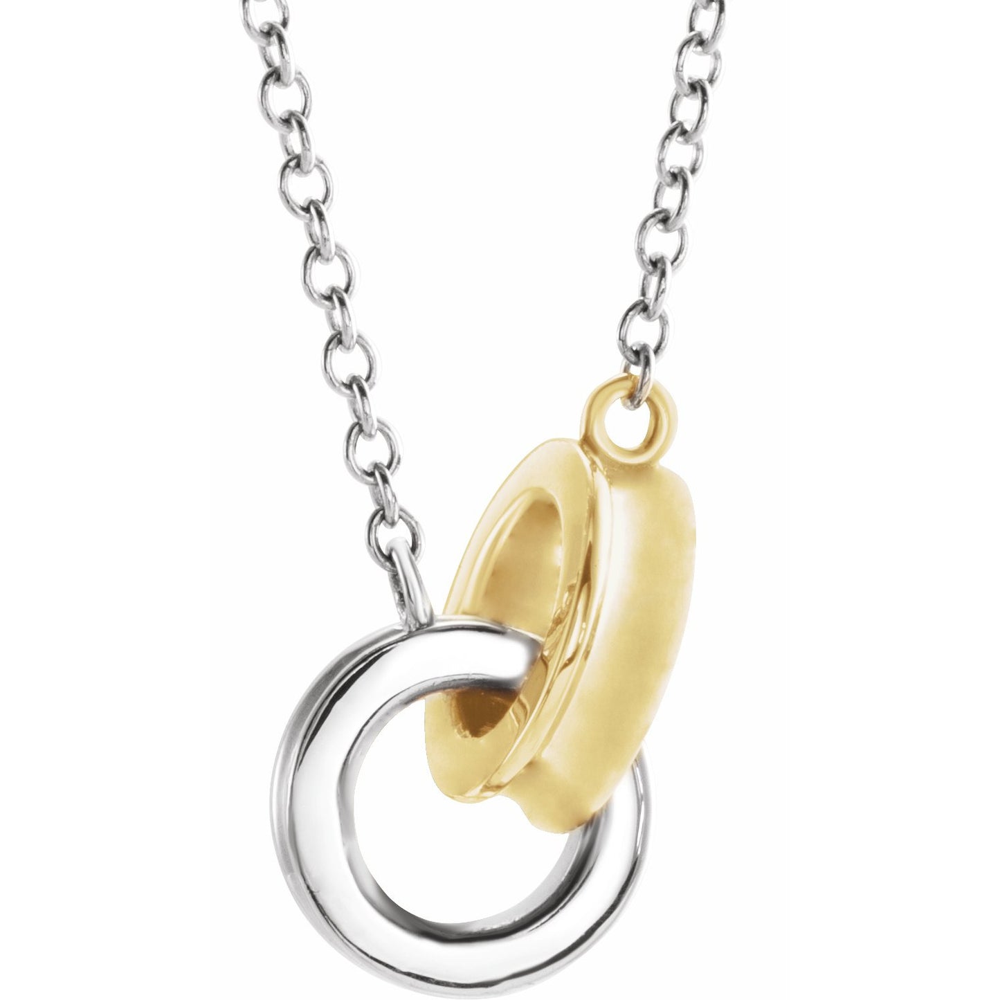 14K White/Yellow Interlocking Circle 16 Necklace