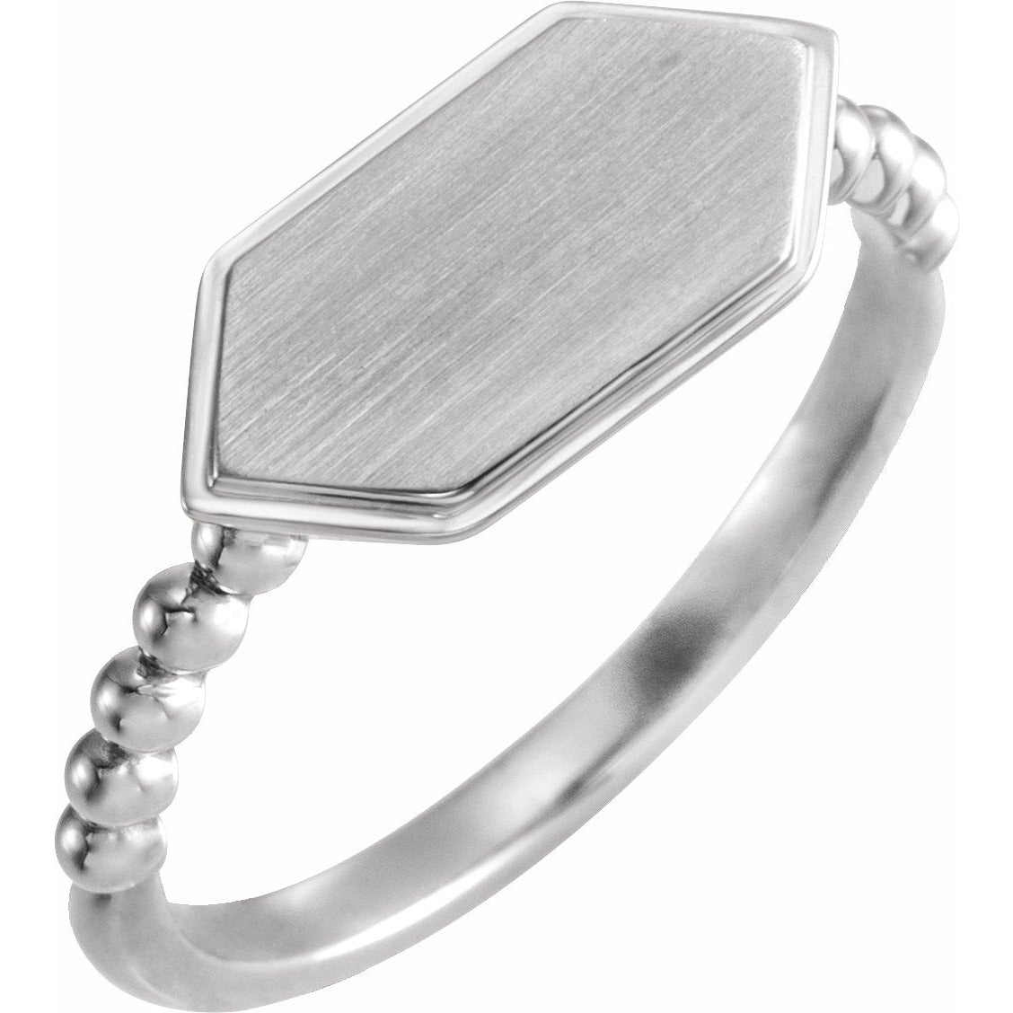 14K White 15x7 mm Geometric Signet Ring