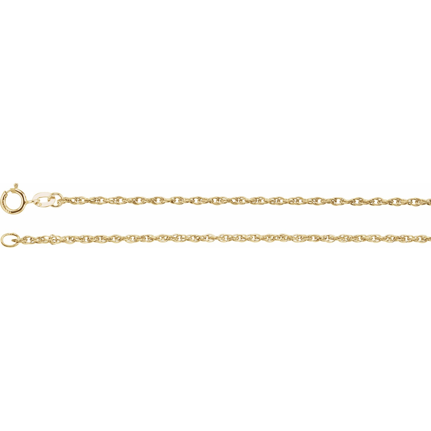 14K Yellow 1.5 mm Rope 7 Chain