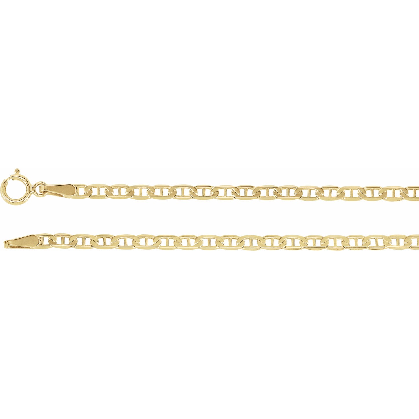 14K Yellow 2.25 mm Curbed Anchor 7 Chain