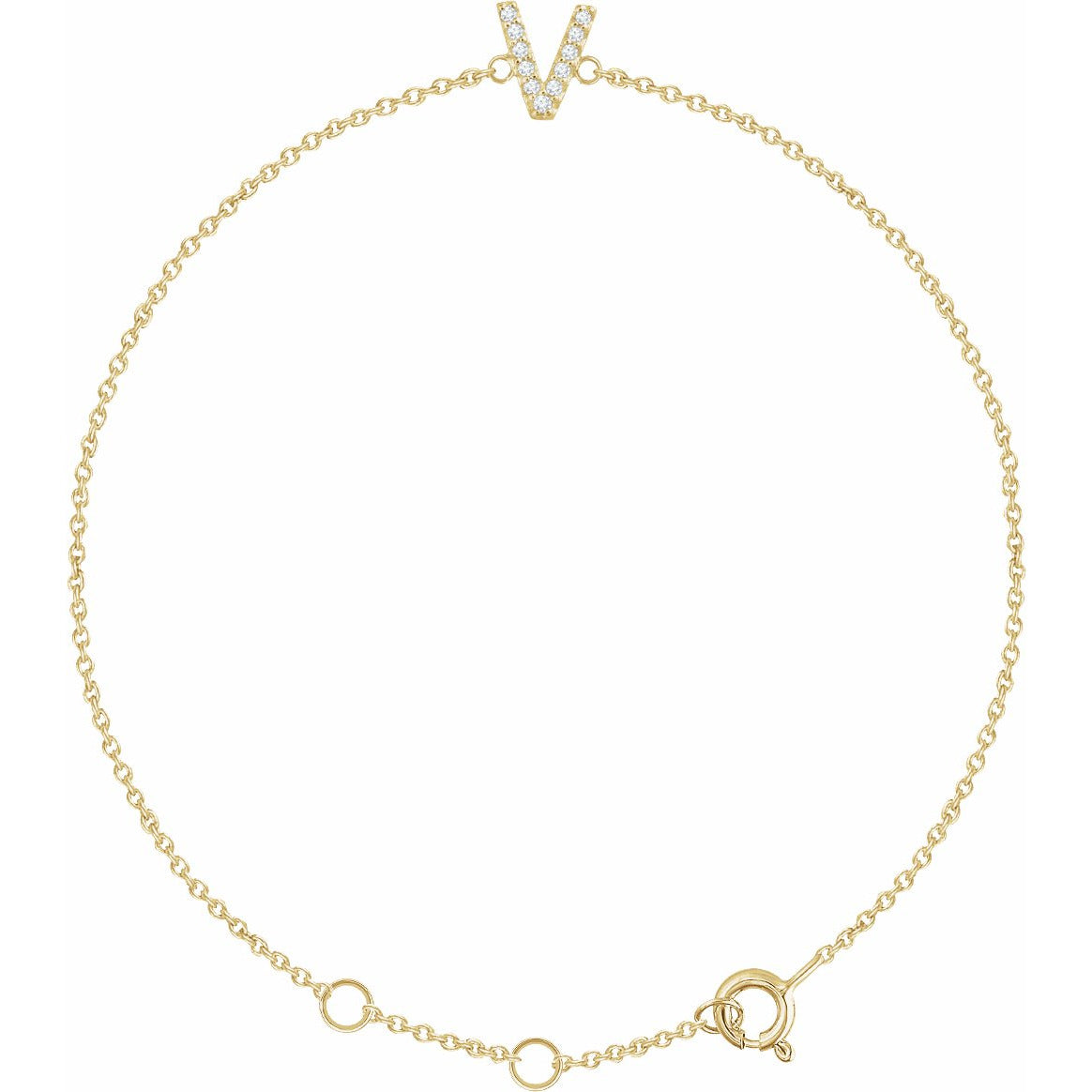14K Yellow .05 CTW Diamond Initial V 6-7 Bracelet