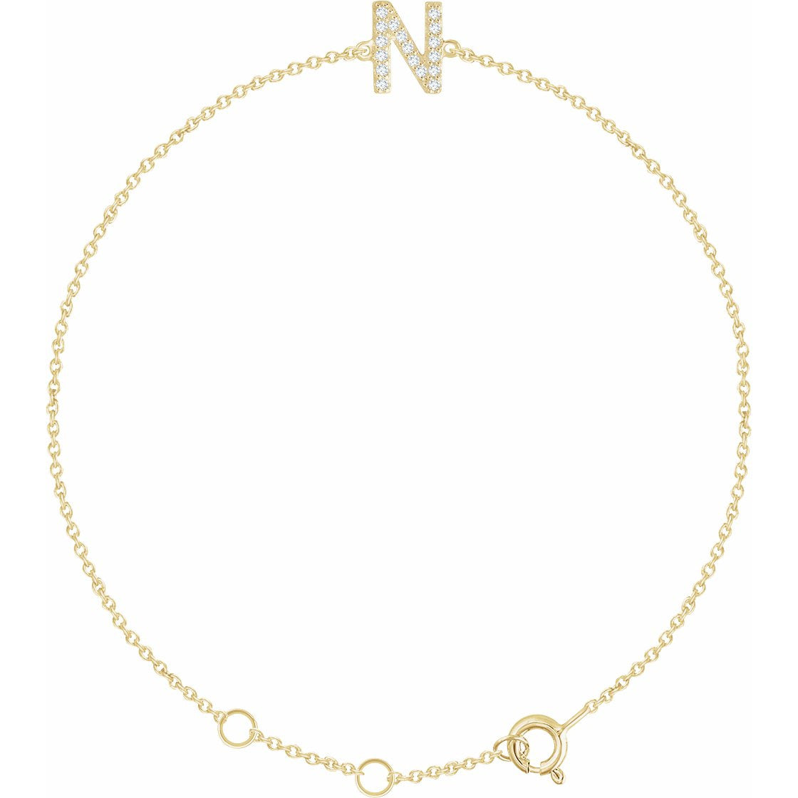 14K Yellow .06 CTW Diamond Initial N 6-7 Bracelet