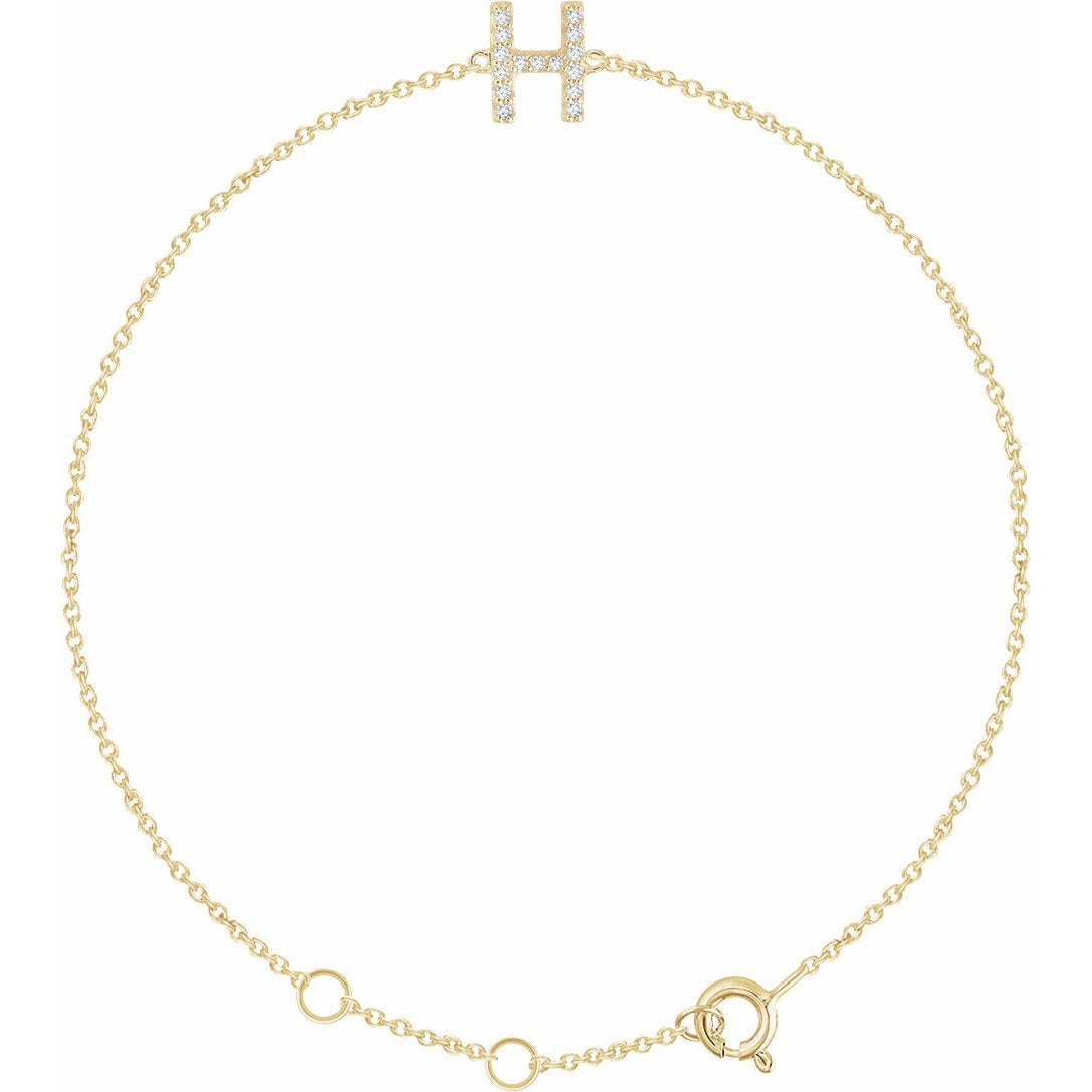 14K Yellow .06 CTW Diamond Initial H 6-7 Bracelet