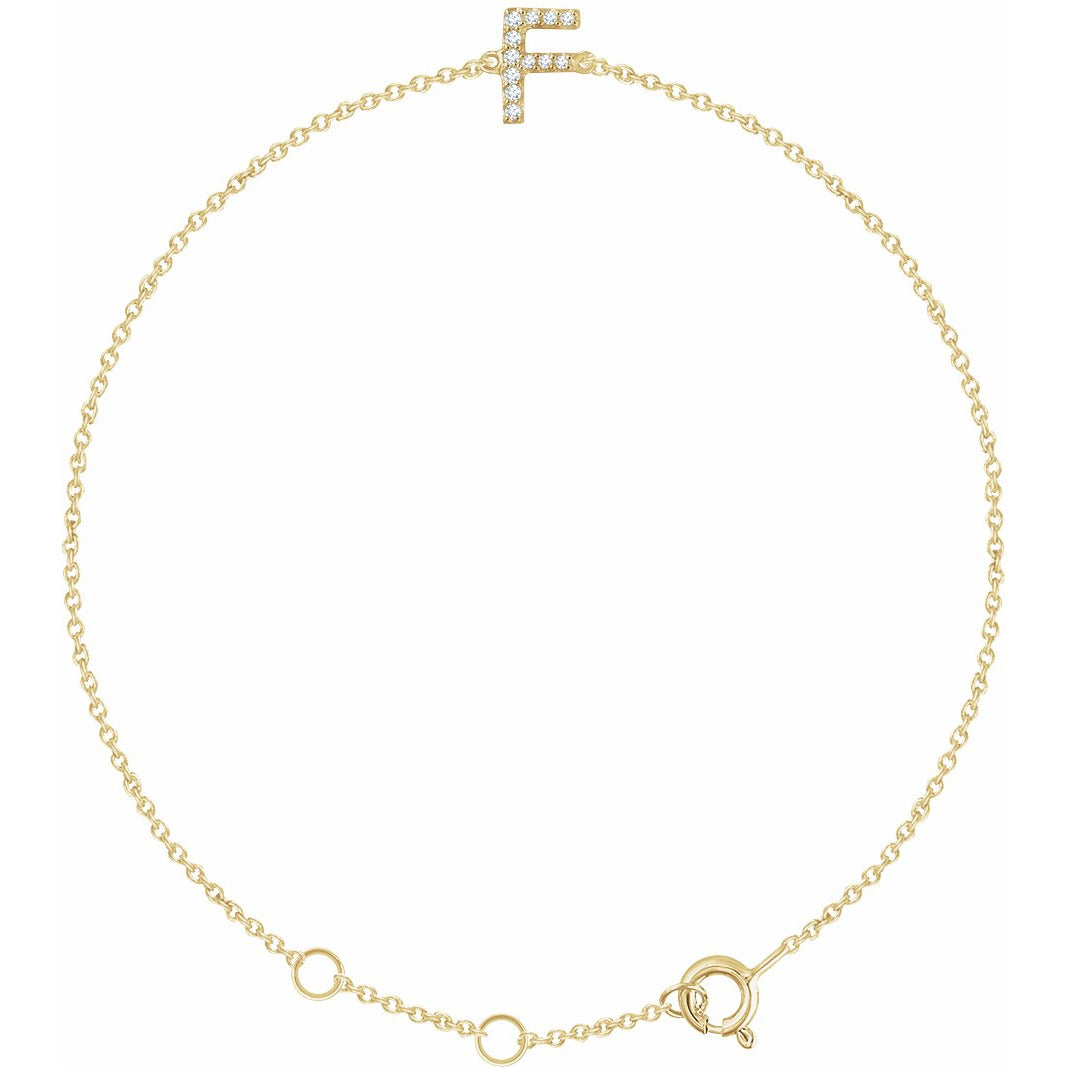 14K Yellow .05 CTW Diamond Initial F 6-7 Bracelet