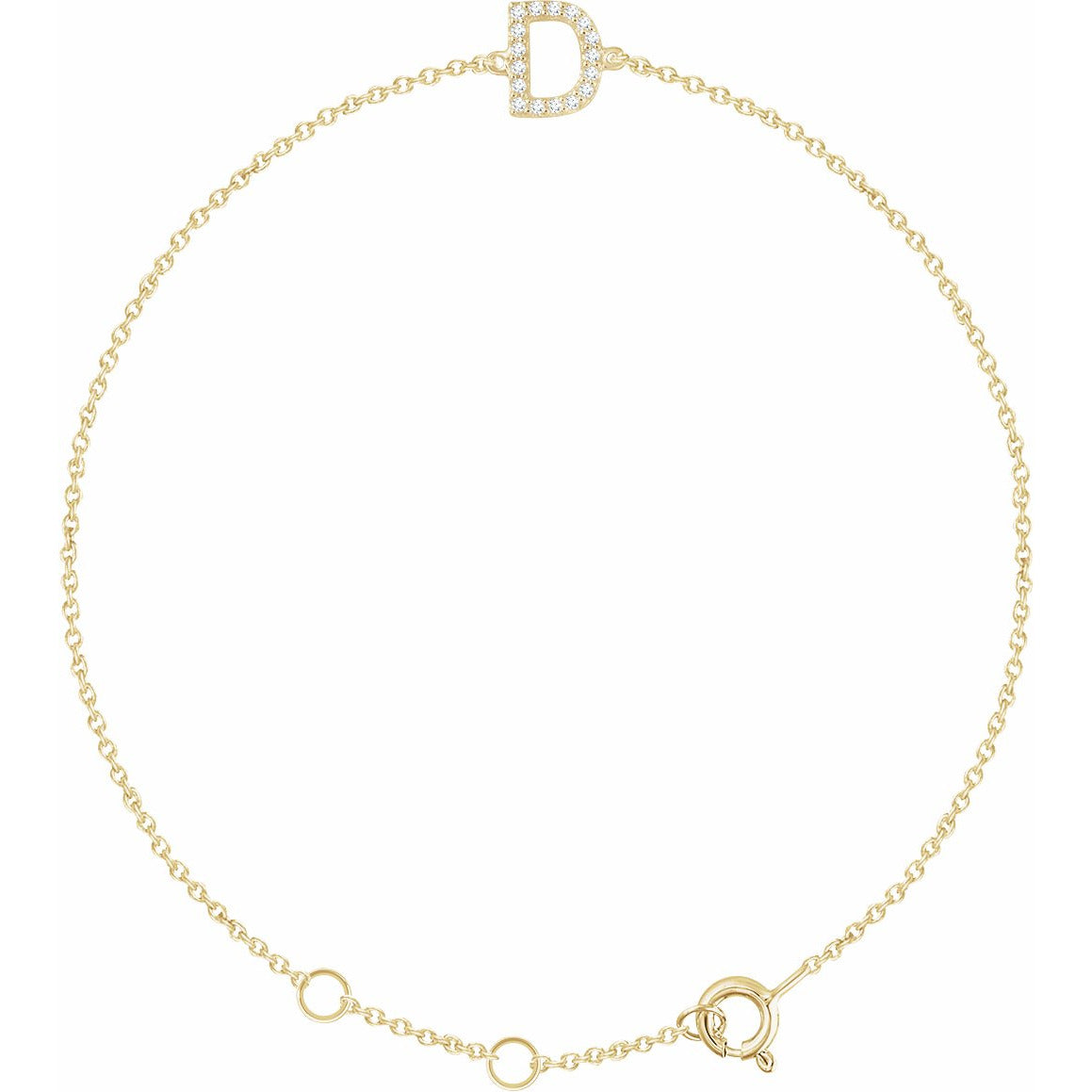 14K Yellow .06 CTW Diamond Initial D 6-7 Bracelet