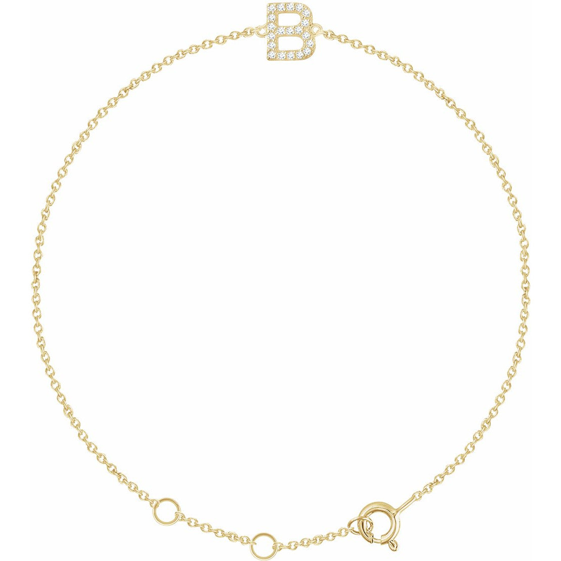 14K Yellow .07 CTW Diamond Initial B 6-7 Bracelet