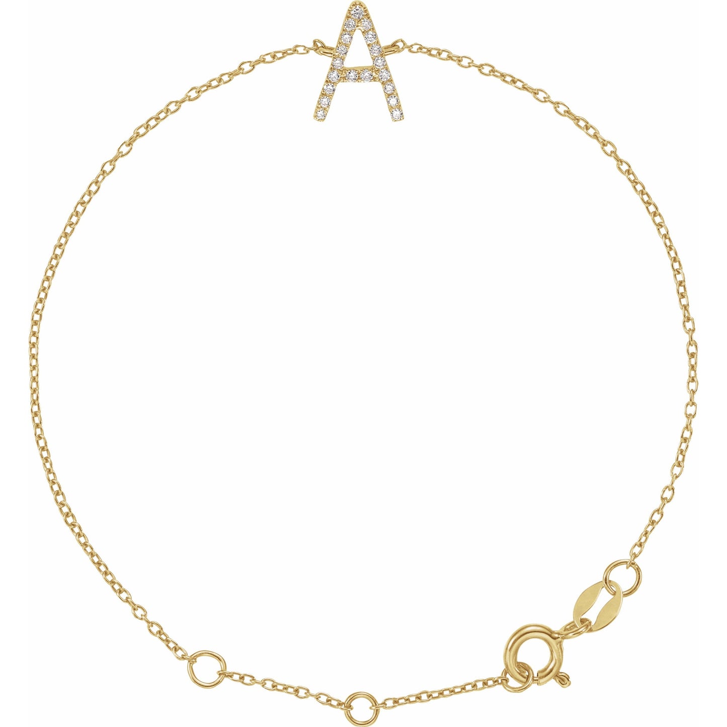 14K Yellow 1/10 CTW Diamond Initial A 6-7 Bracelet