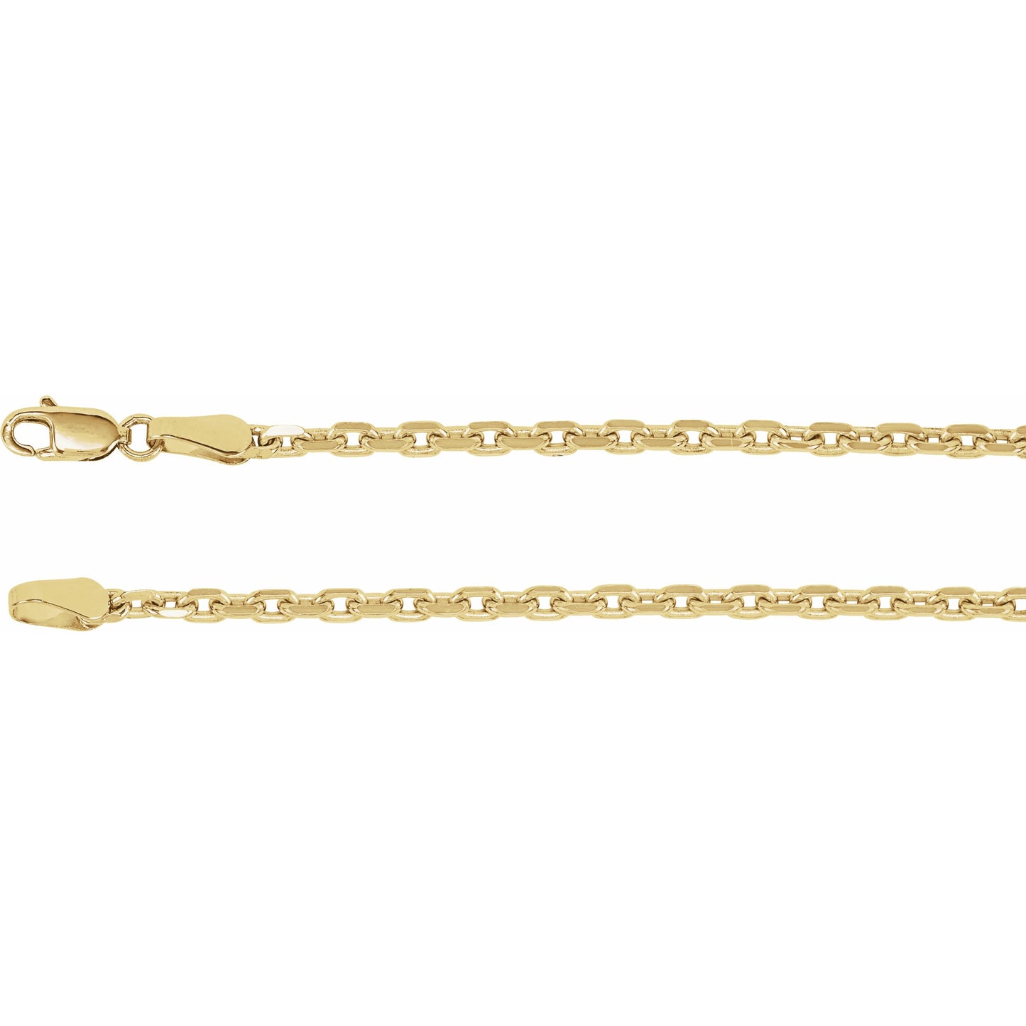 14K Yellow 2.5 mm Diamond-Cut Cable 7 Chain