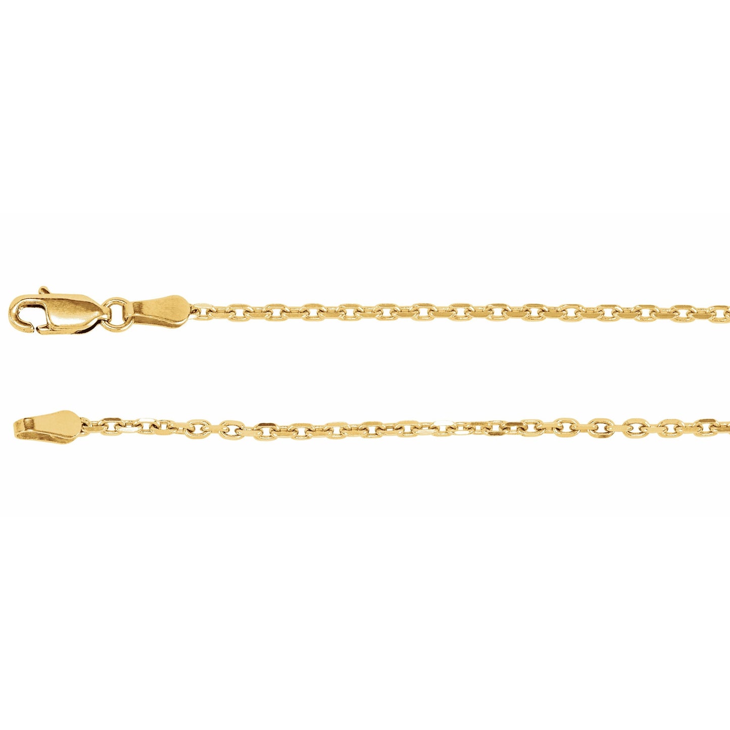 14K Yellow 2 mm Diamond-Cut Cable 7 Chain