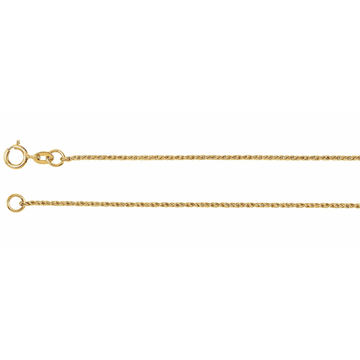 14K Yellow 1 mm Twisted Wheat 7 Chain