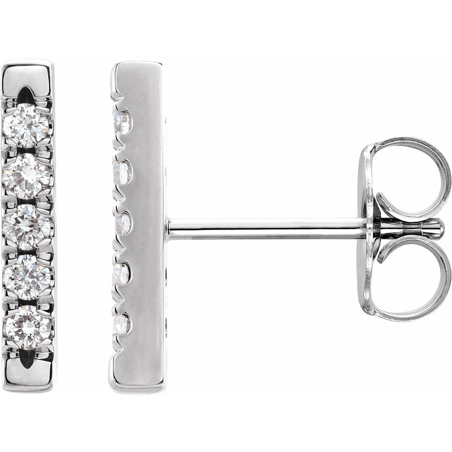 Platinum 1/8 CTW Diamond French-Set Bar Earrings