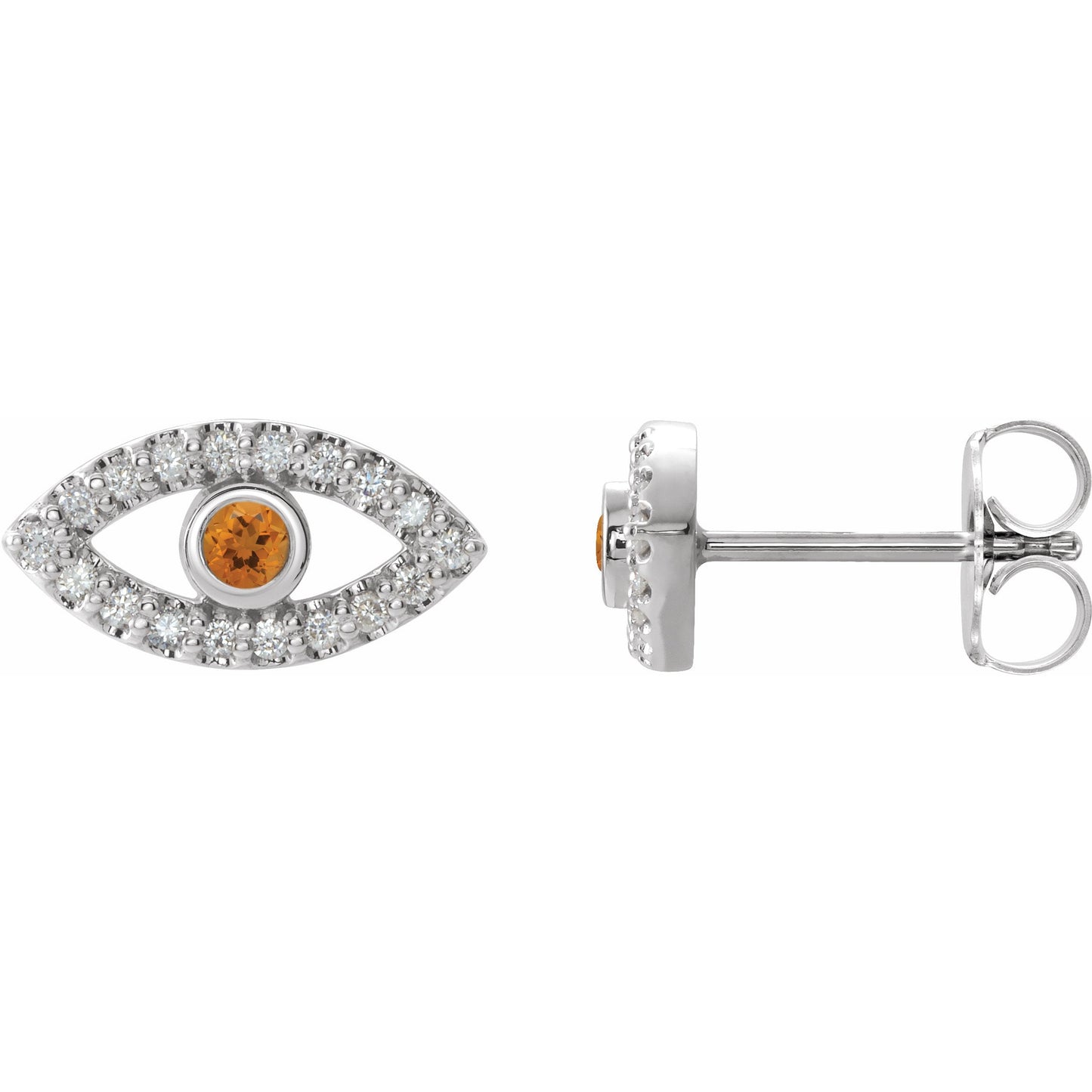 14K White Citrine & White Sapphire Earrings