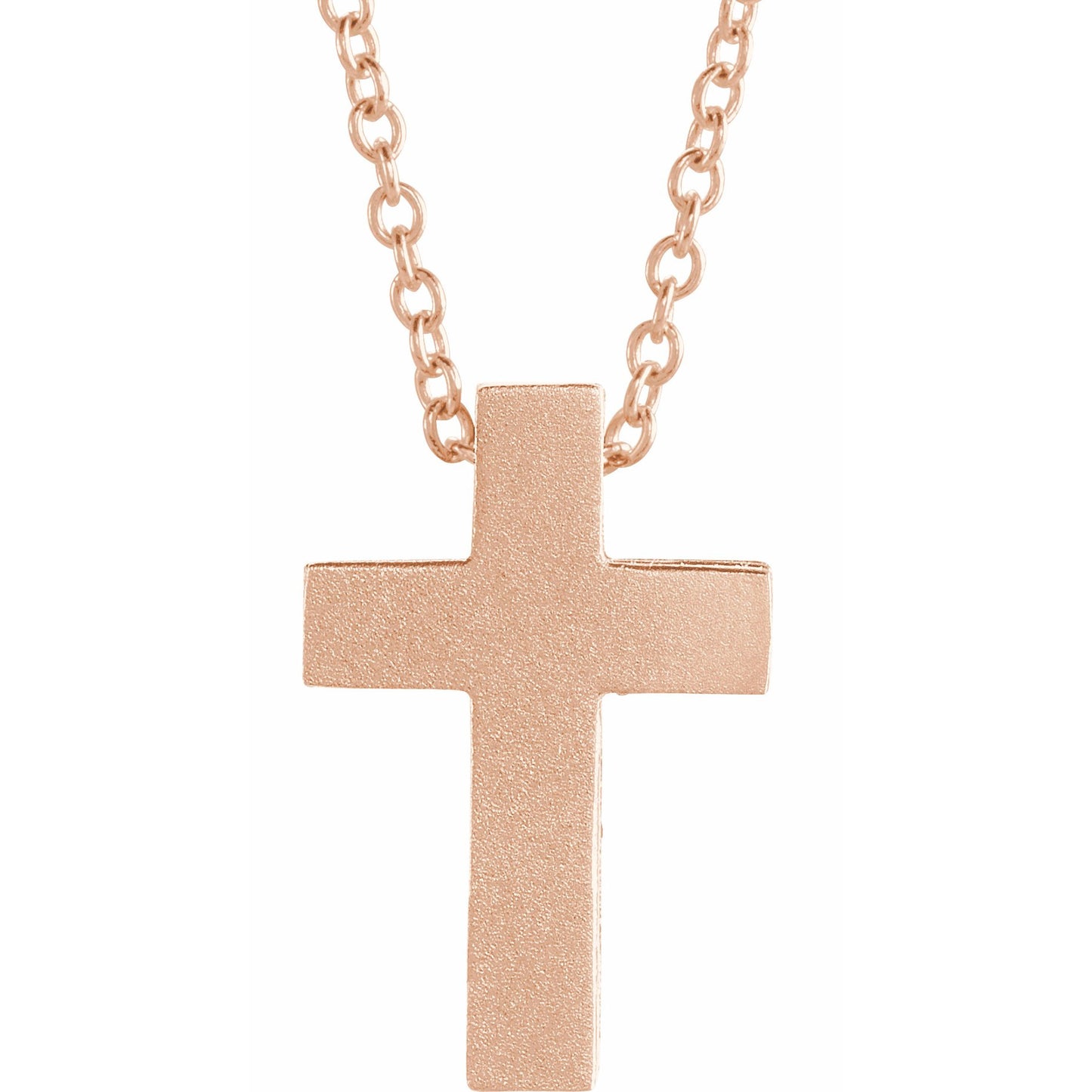 14K Rose 13.5x9 mm Scroll Cross 16-18 Necklace
