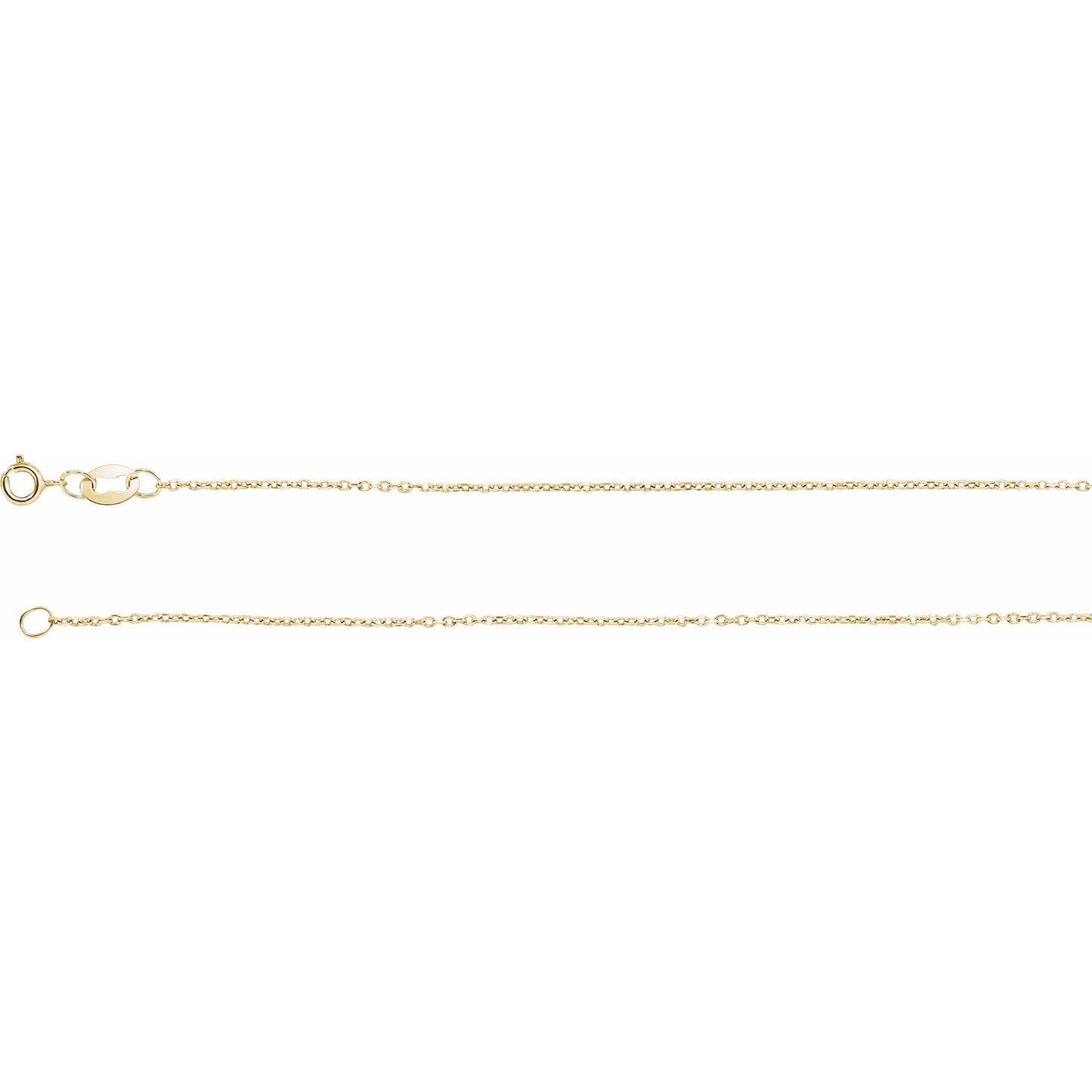 14K Yellow 1 mm Diamond-Cut Cable Chain 7 Bracelet