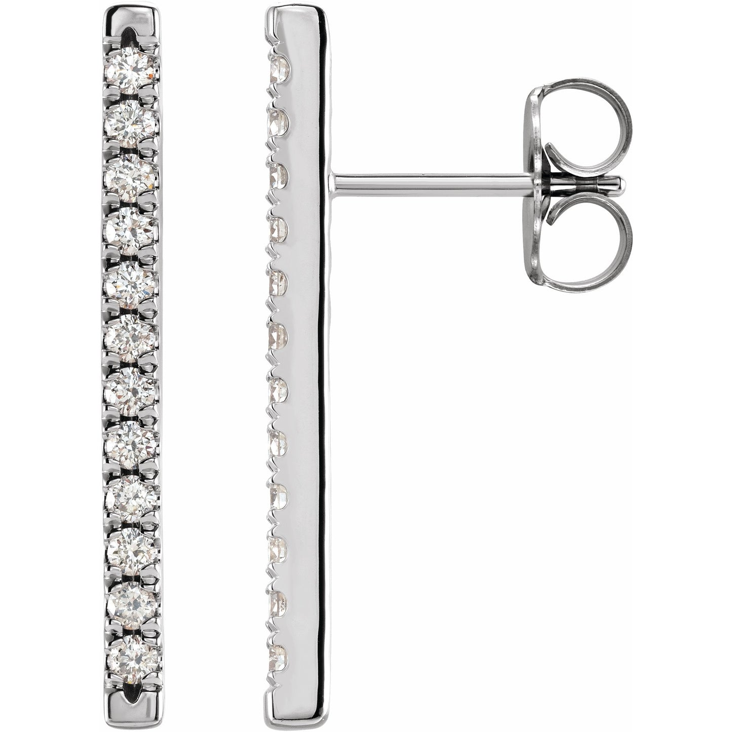 14K White 1/3 CTW Diamond French-Set Bar Earrings